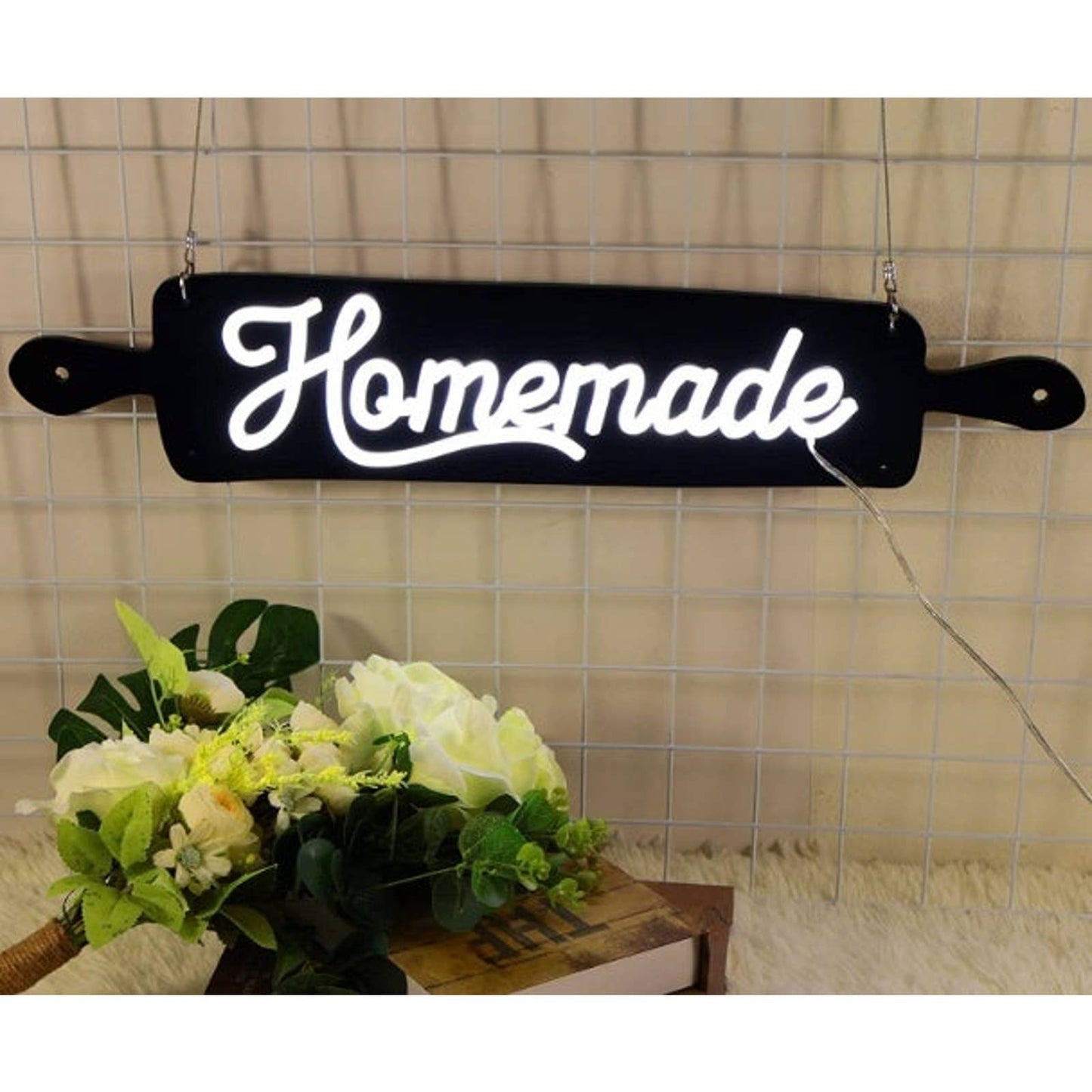 Lovely Bright Homemade Rolling Pin Kitchen LED Night Light Cooking Wall Decor