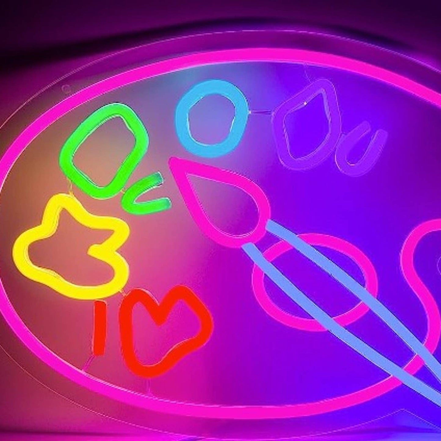 Fun Vivid Bright Colorful Painting Palette & Brush LED Night Light Art Artist De