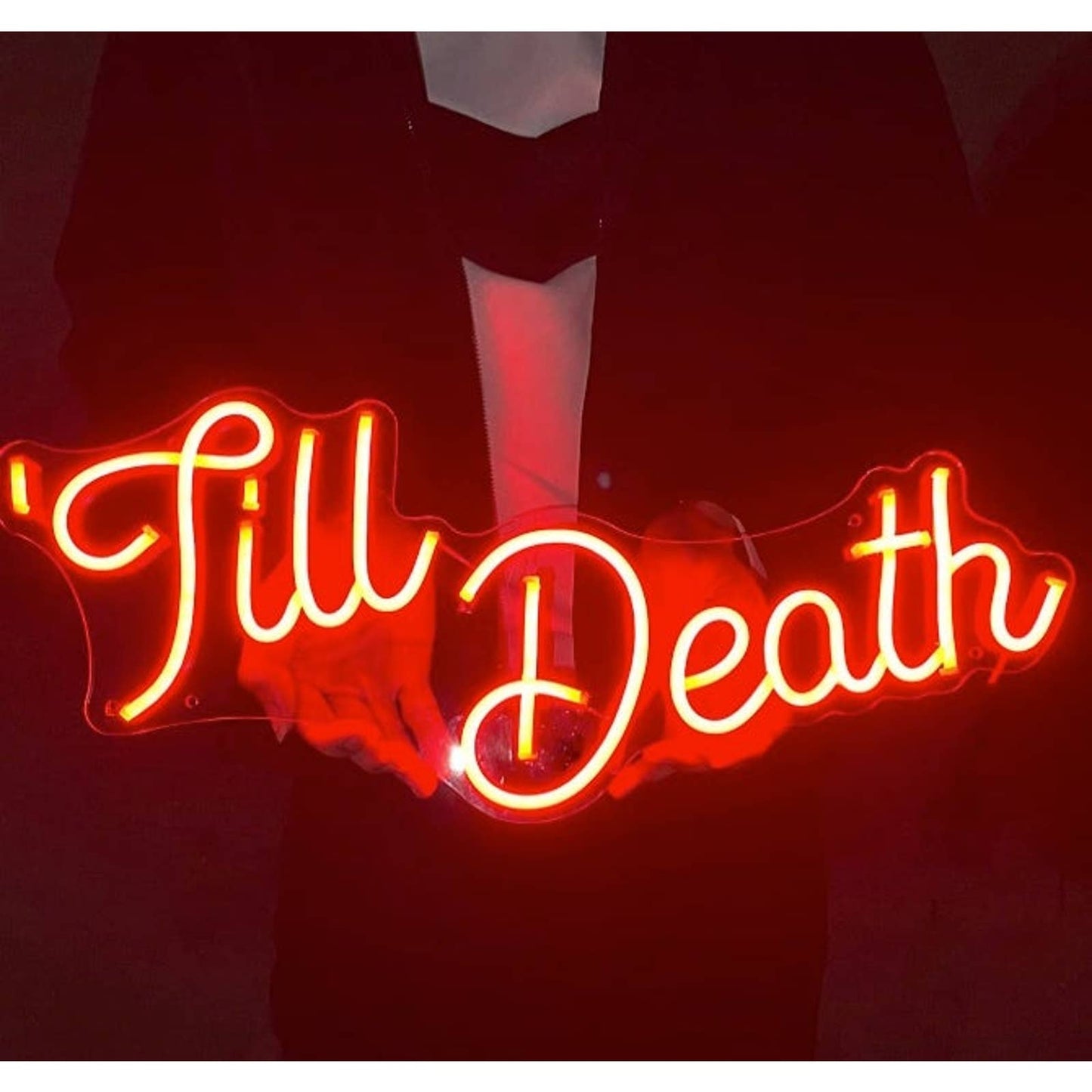 Vivid Lovely Bright Red “Till Death” LED Night Light Room Wall Decoration