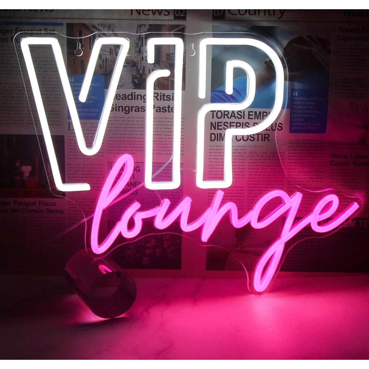 Lovely Bright Pink/White VIP Lounge LED Night Light Party Room Wall Decor