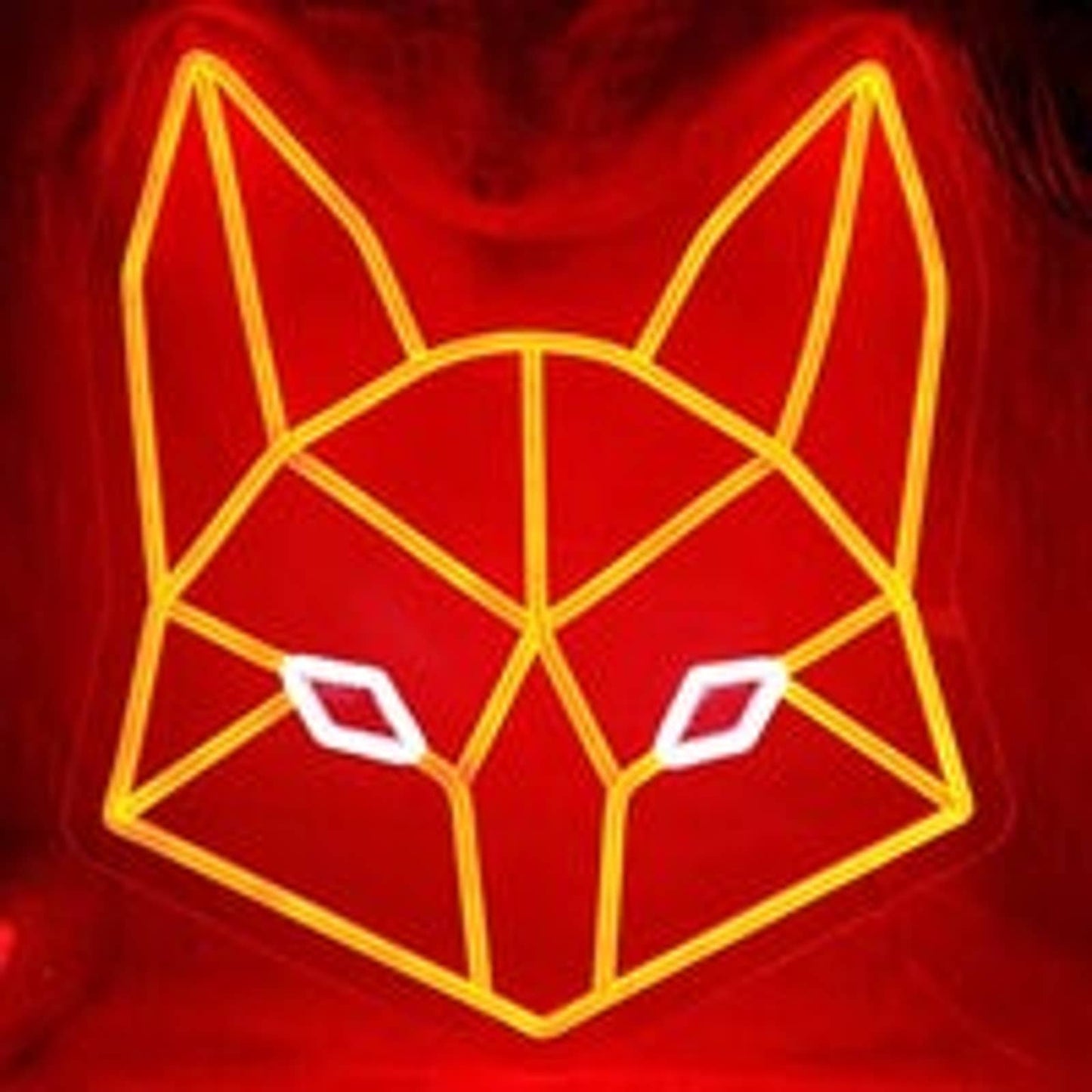 Fun Bright Orange Geometric Fox LED Night Light Room Wall Decoration