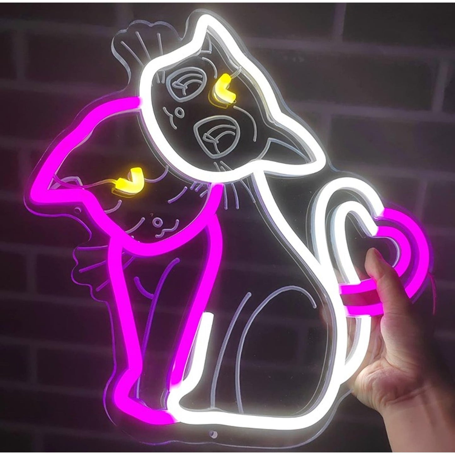 Fun Bright Sailor Moon Luna & Artemis Cat Heart LED Night Light Anime Decor