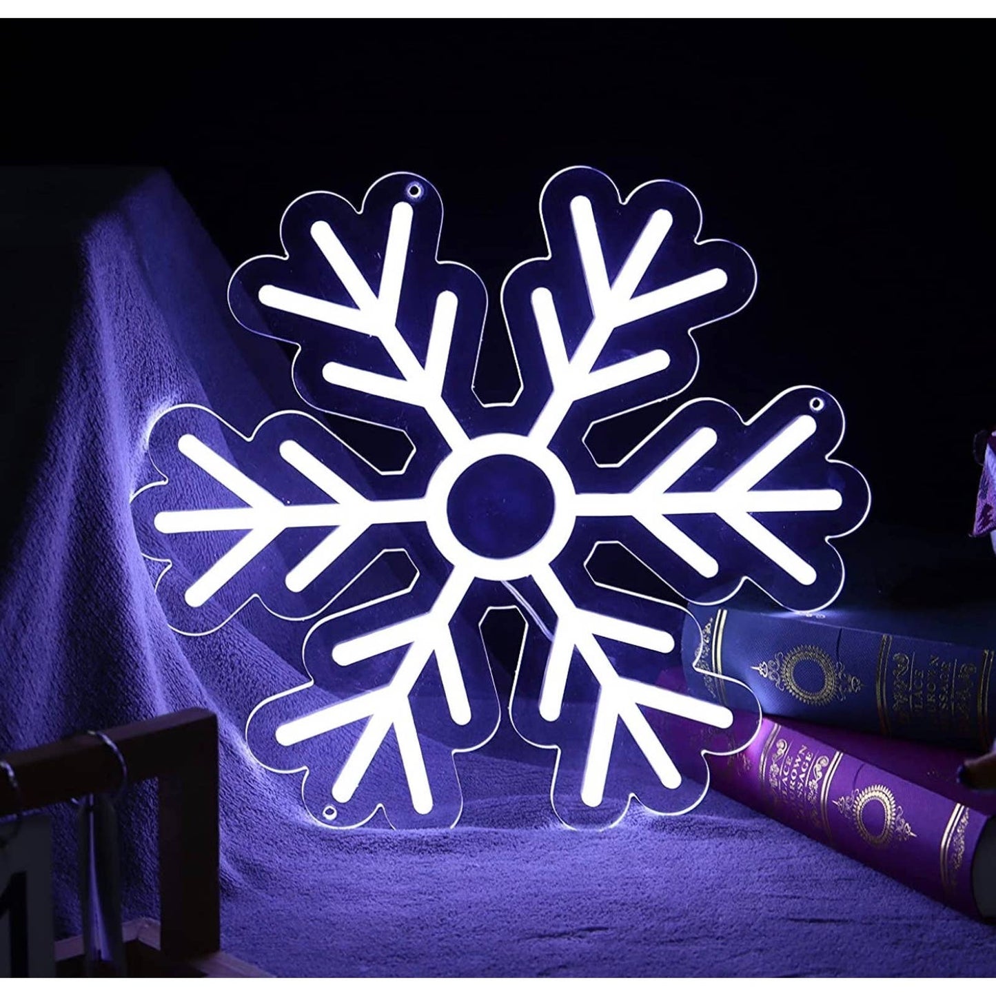 Vivid Bright White Snowflake Winter LED Night Light Room Wall Decor