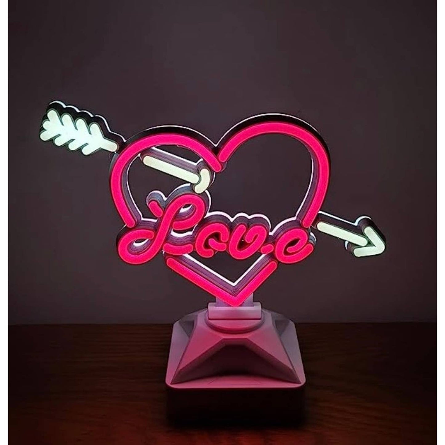 Lovely Bright Red Heart Cupids Arrow Heart Love LED Night Light Lamp Room Decor