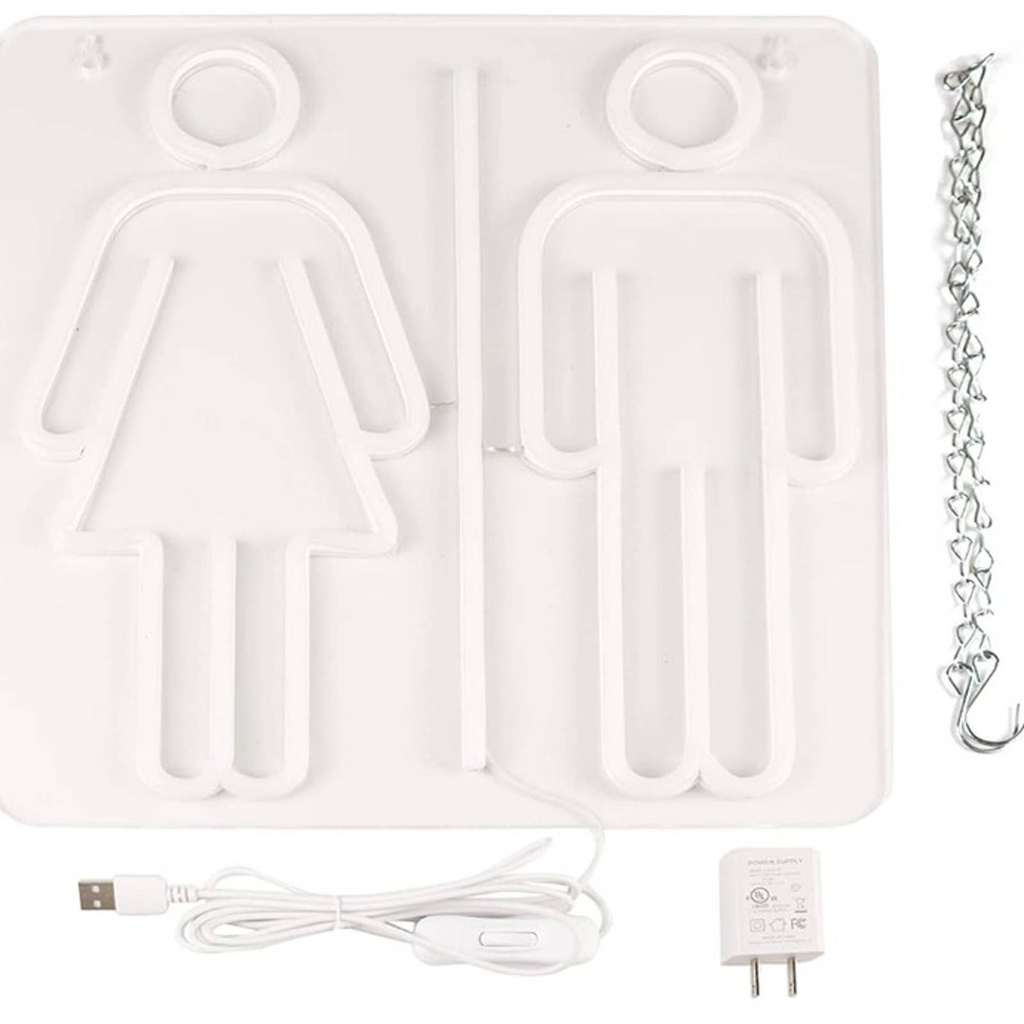 Vivid Bright White Man / Woman Bathroom Bano LED Light Wall Sign