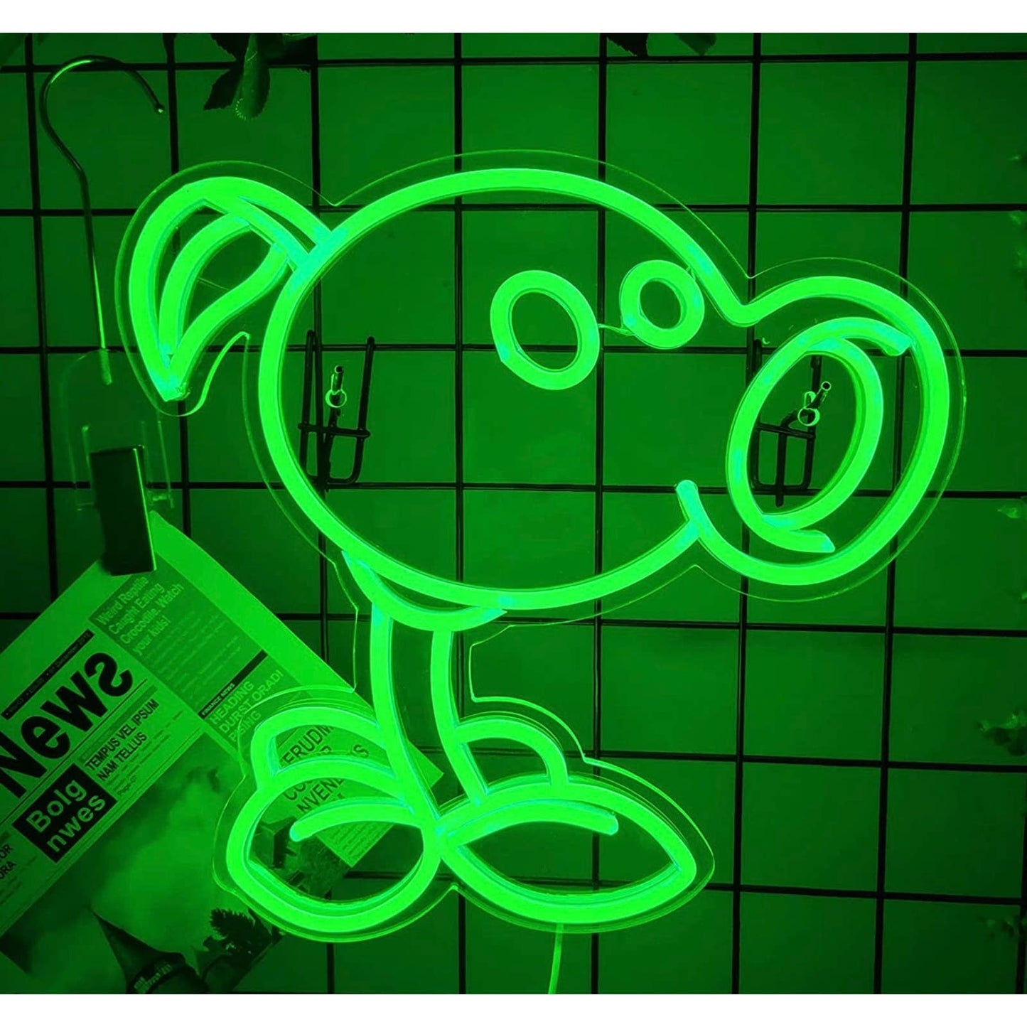 Fun Bright Green Plants Vs. Zombies Pea Shooter LED Night Light Room Wall Decor