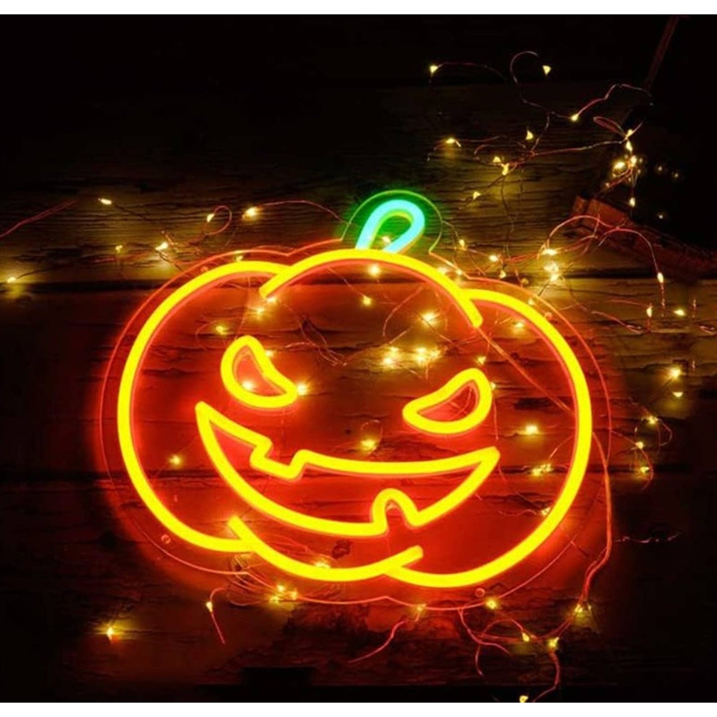Bright Orange Devious Pumpkin LED Night Light Halloween Decor