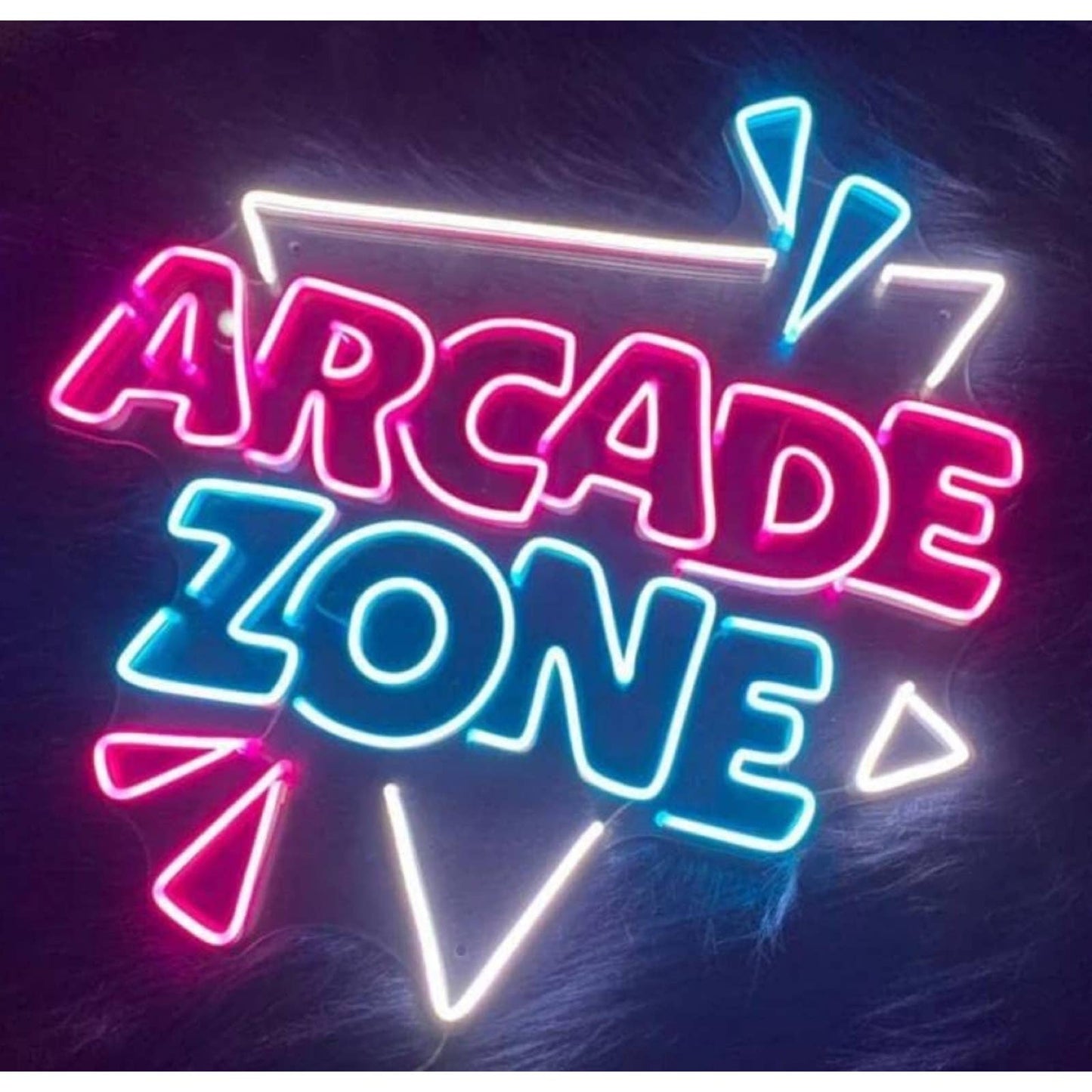 Fun Large Bright Pink/Blue/White Arcade Zone LED Light Game Room Wall Decoration