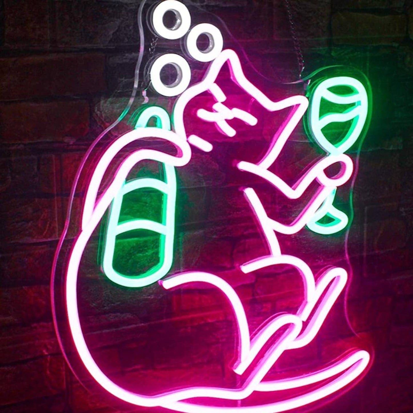 Funny Bright Pink Kitty Cat LED Night Light Room Wall Decoration