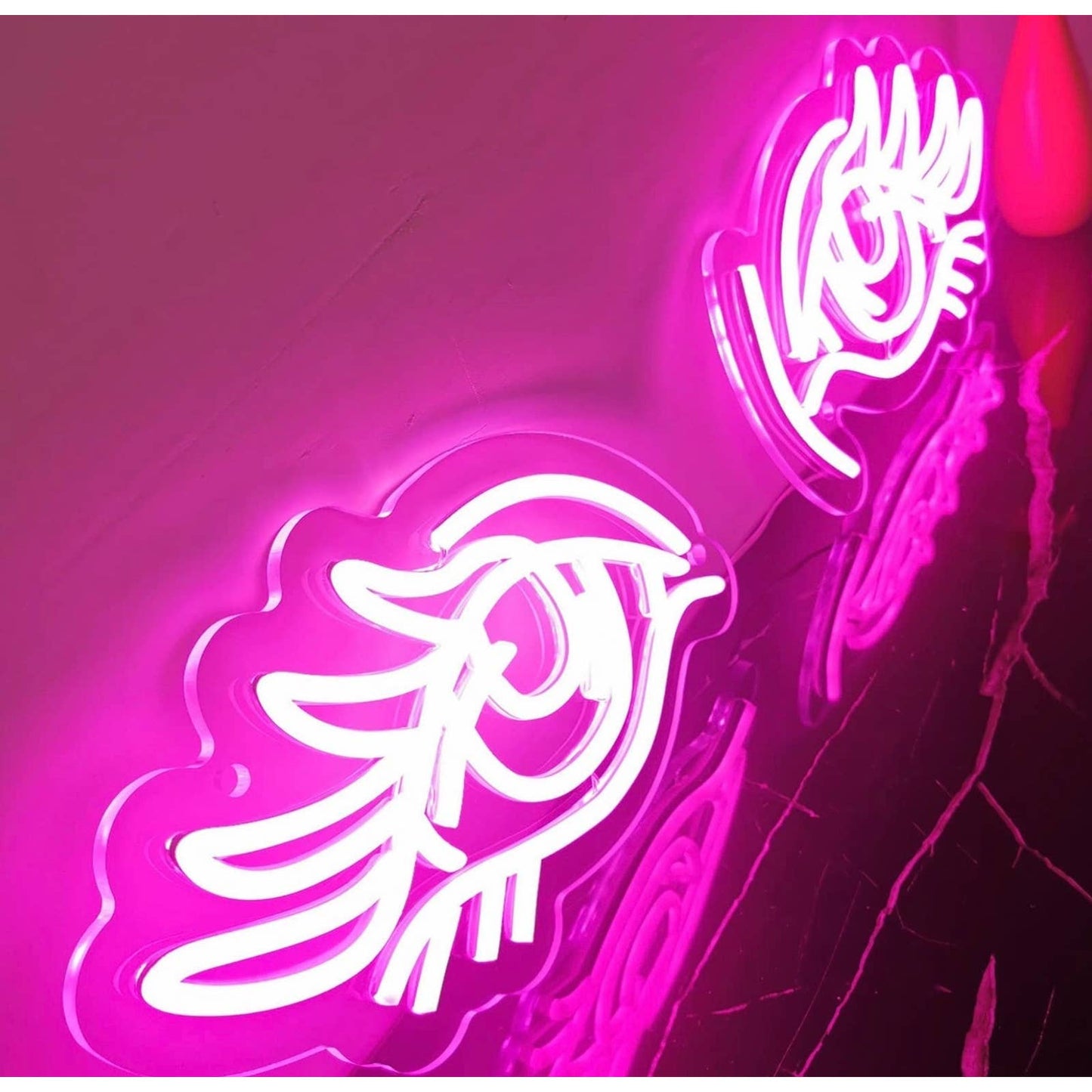 Lovely Bright Pink Glamorous Eyes LED Night Light Room Wall Decoration