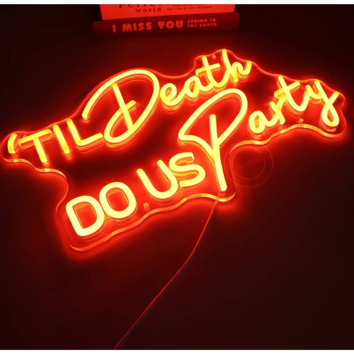 Bright Orange “Til’ Death Do Us Party” LED Night Light Love Room Decoration