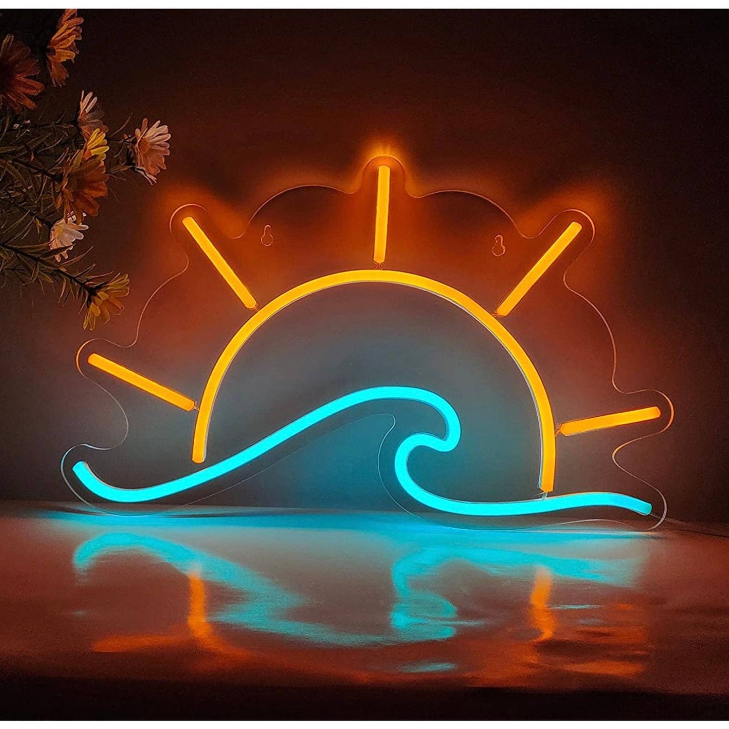 Lovely Bright Sun Over Ocean Waves LED Night Light Room Wall Decoration
