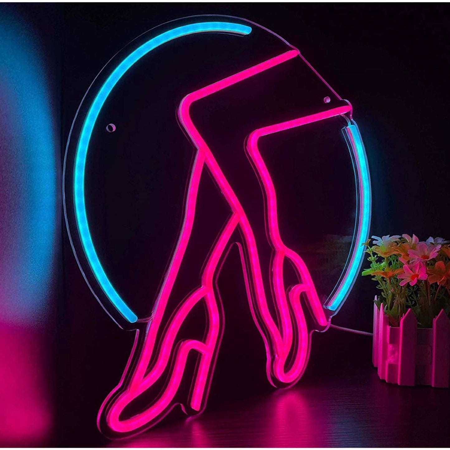 Lovely Bright Pink Lady Legs in Heels LED Night Light Room Wall Decoration