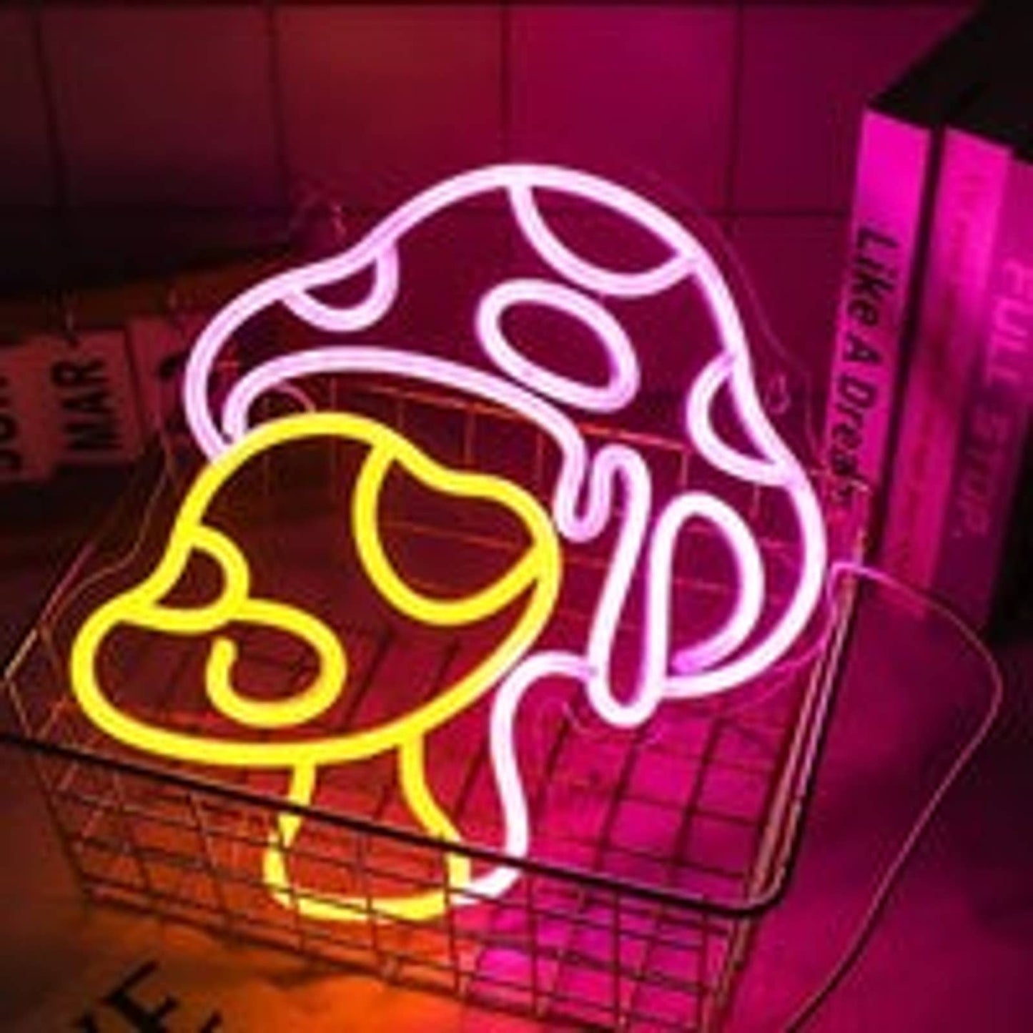 Lovely Bright Pink / Yellow Melting Mushrooms LED Night Light Room Wall Decorati