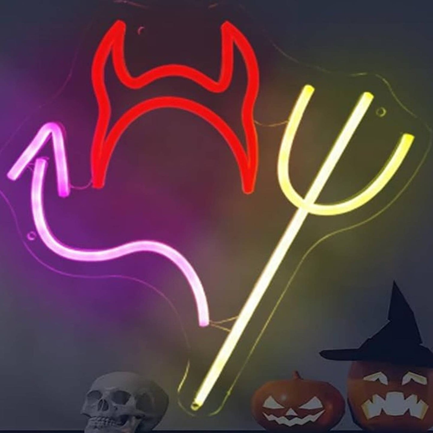 Spooky Bright Horned Devil Demon LED Night Light Halloween Decor