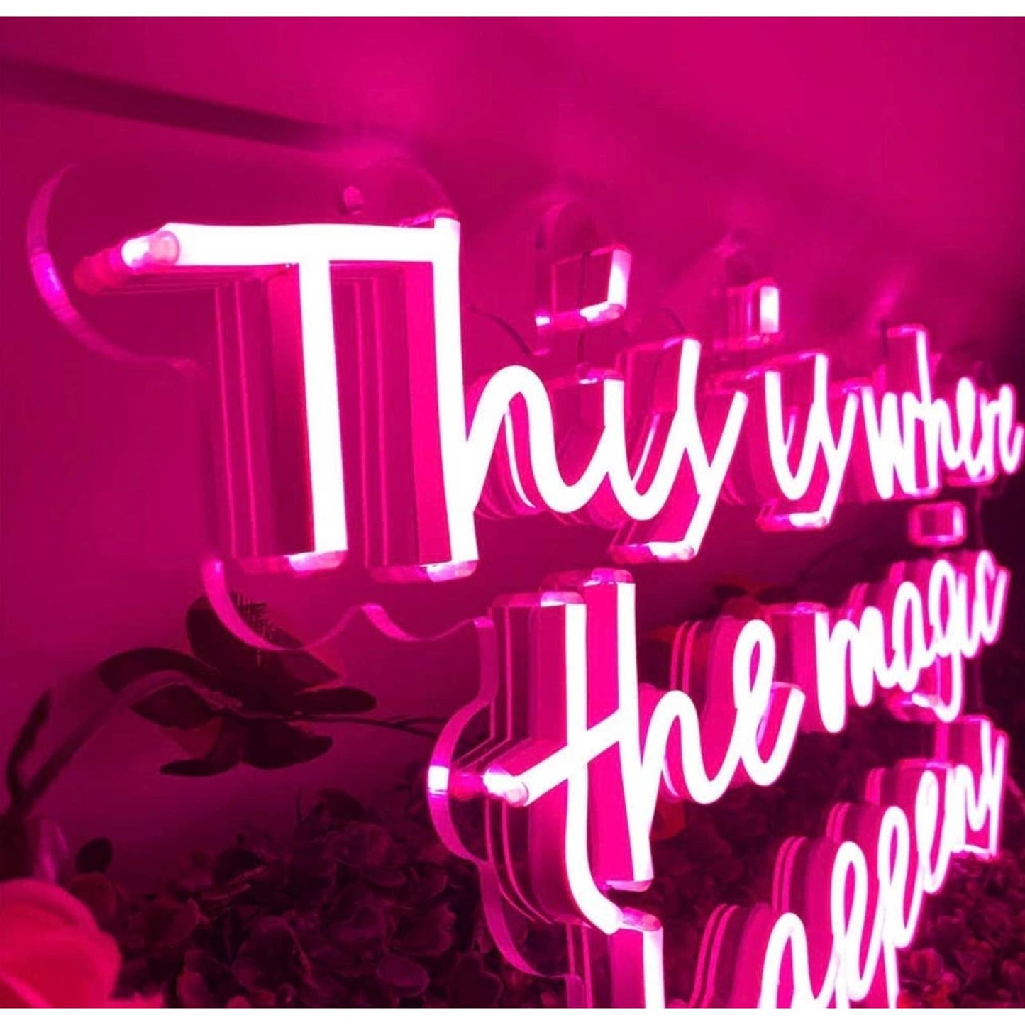Lovely Pink “This is Where the Magic Happens” LED Night Light Room Decor