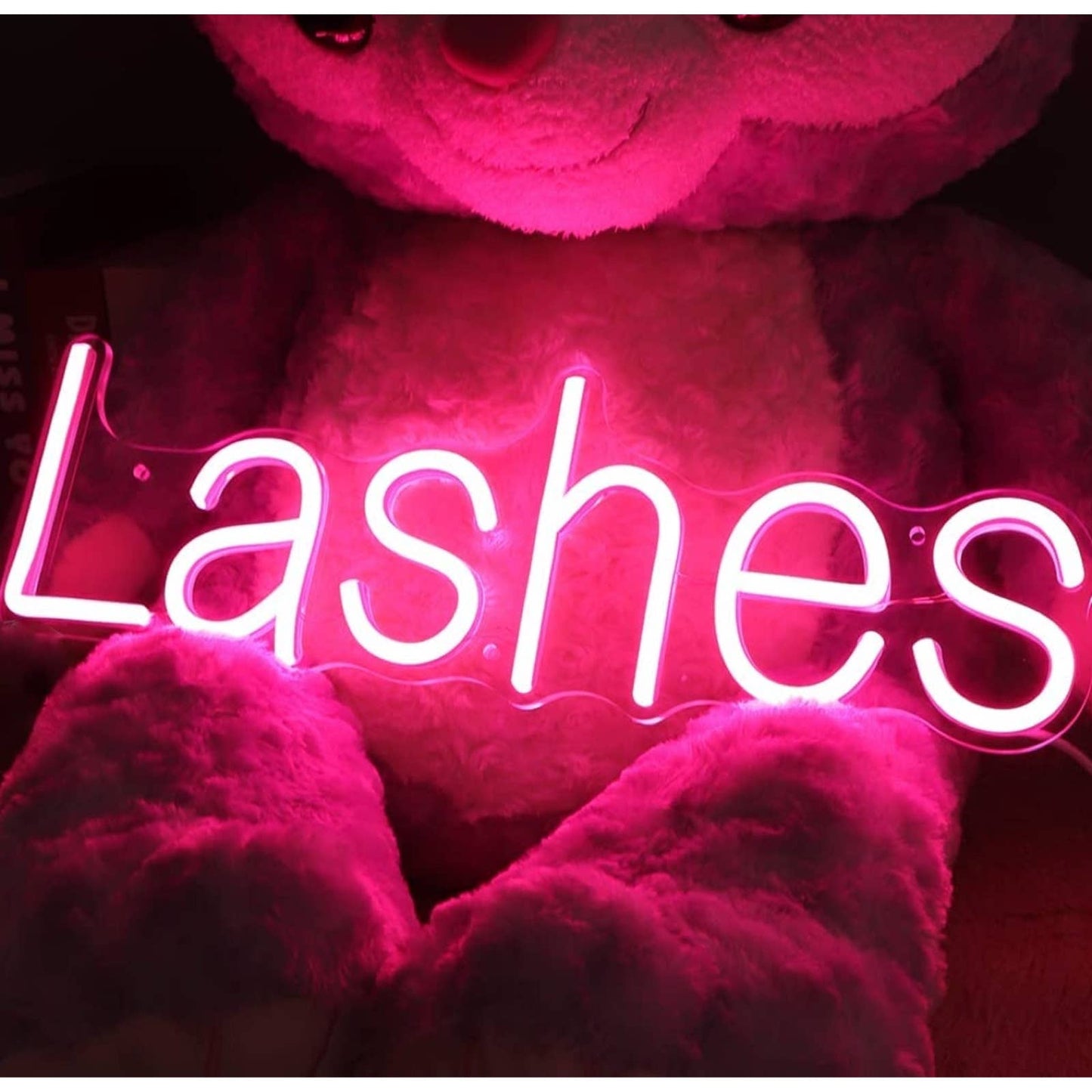 Lovely Bright Pink Lashes Salon Shop Business LED Light Sign Room Wall Decor