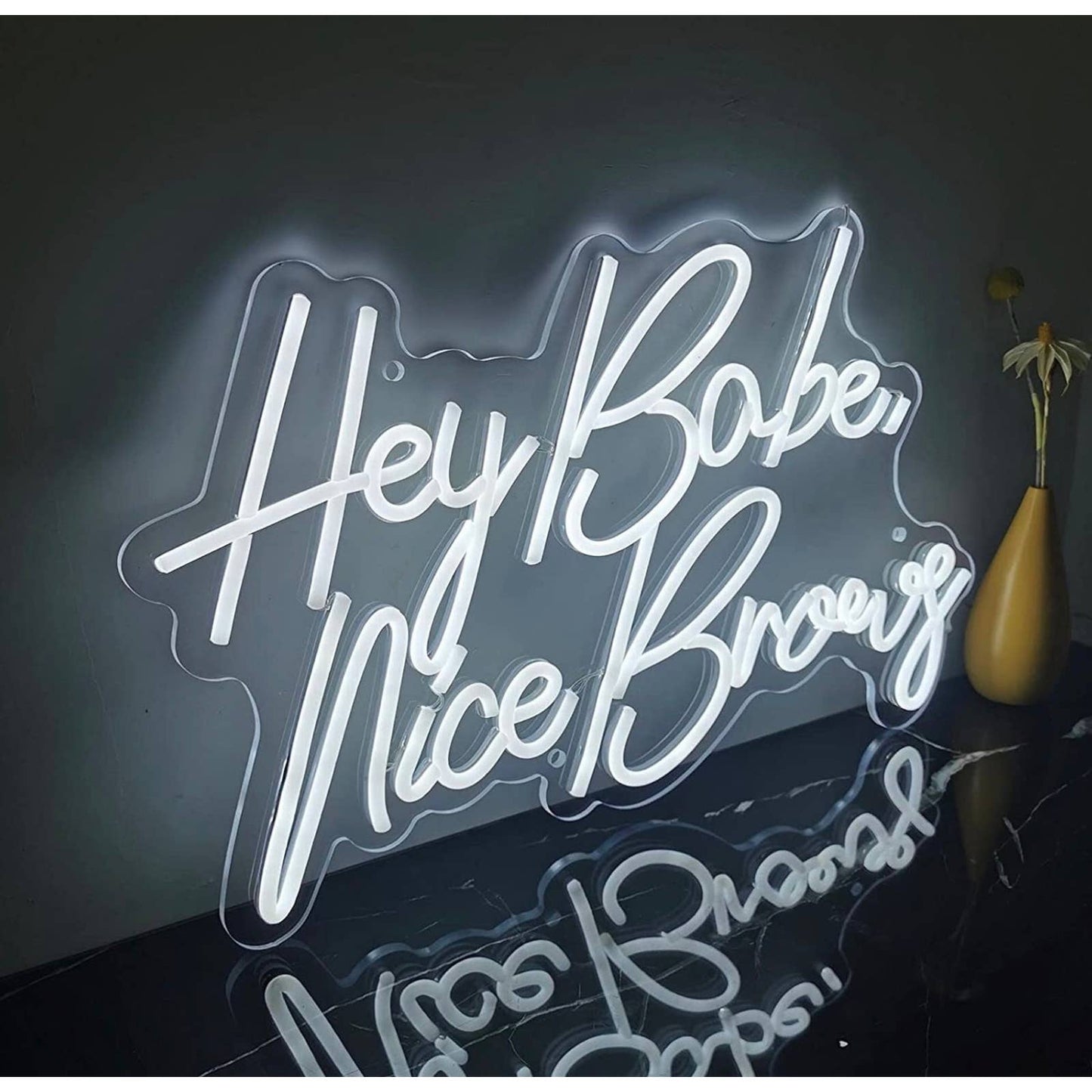 Lovely Bright White “Hey Babe, Nice Brows” LED Night Light Room Wall Decoration