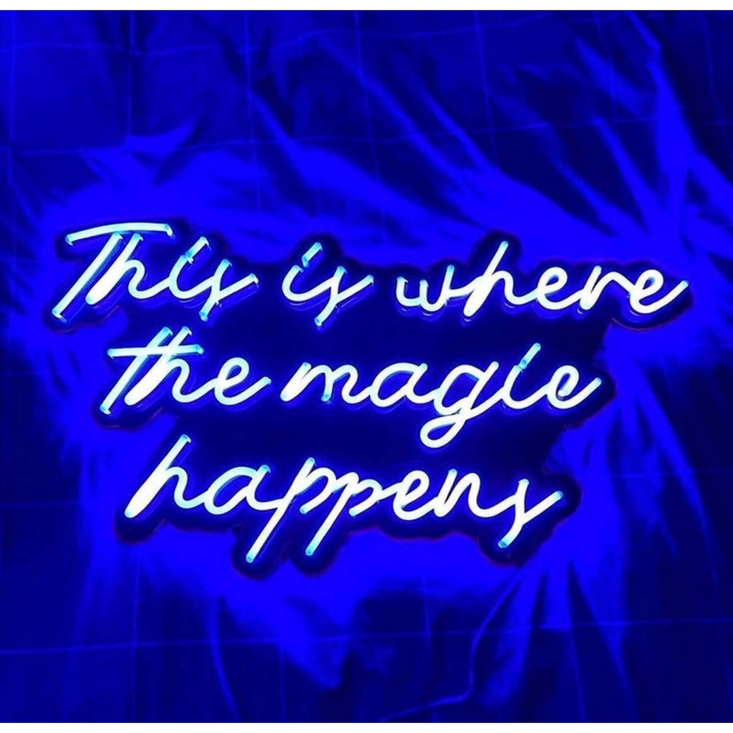 Lovely Blue Large Bright “ This Is Where The Magic Happens” LED Light Sign Decor