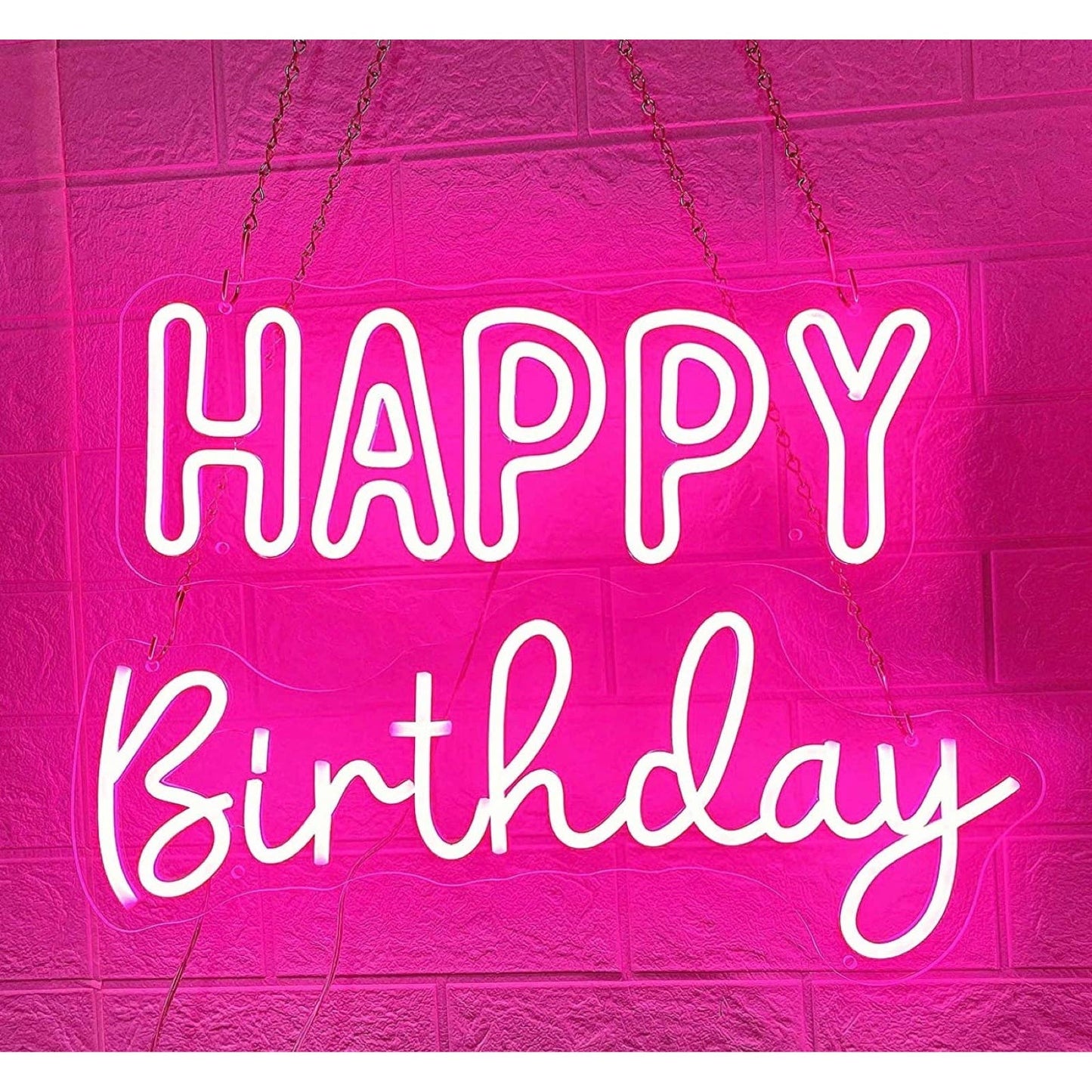 Lovely Bright Pink Bubble Letter Happy Birthday LED Night Light Room Wall Decora