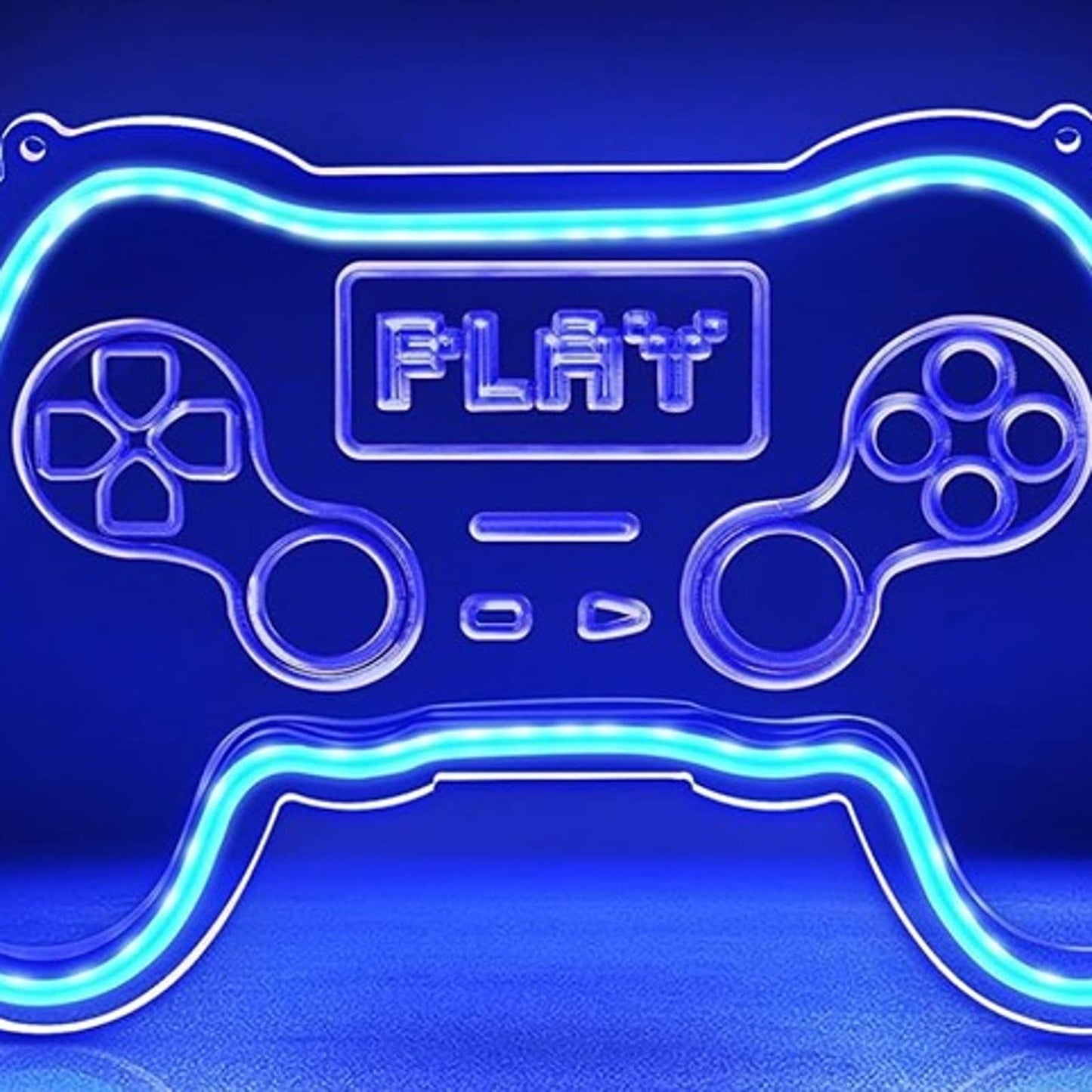 Fun Bright Blue Outline Play Game Controller LED Light Gamer Decor
