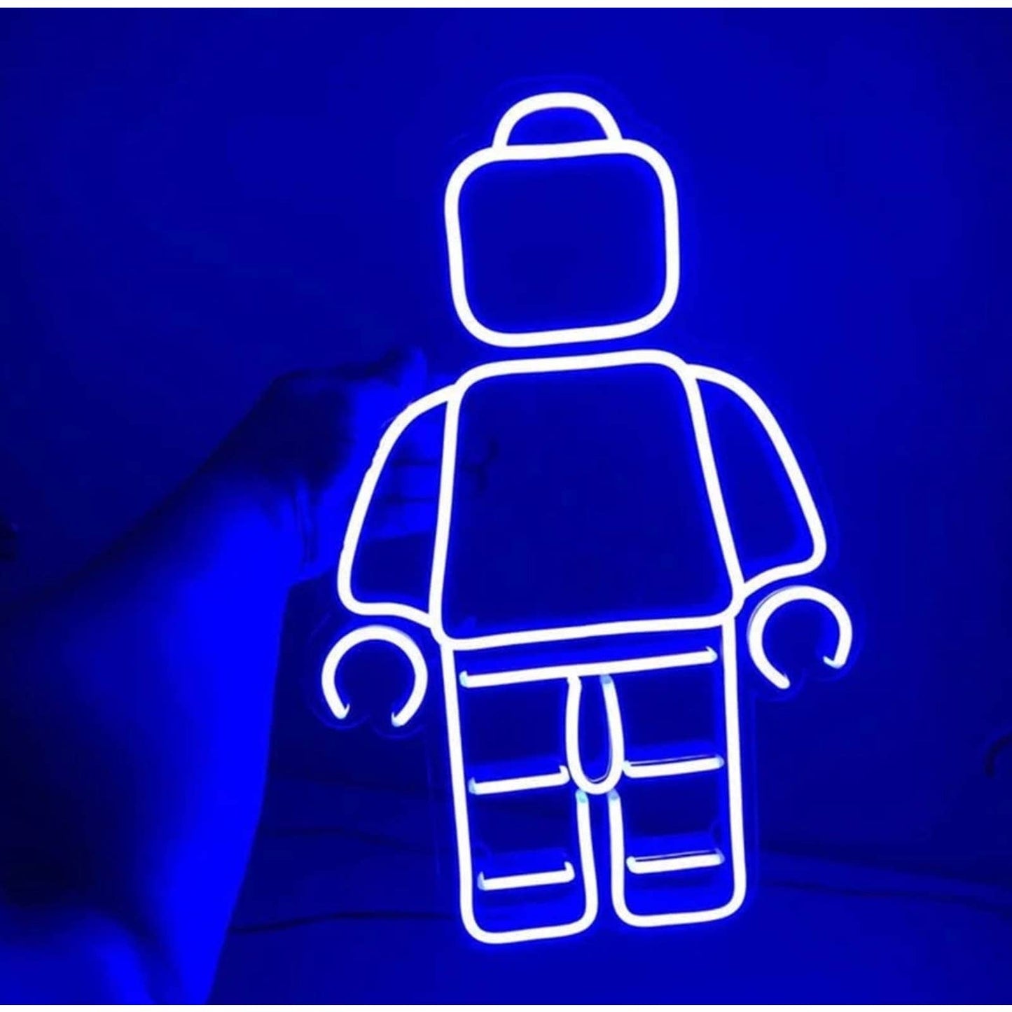Fun Bright Blue Lego Block Man Mini figure LED Night Light Room Wall Decoration
