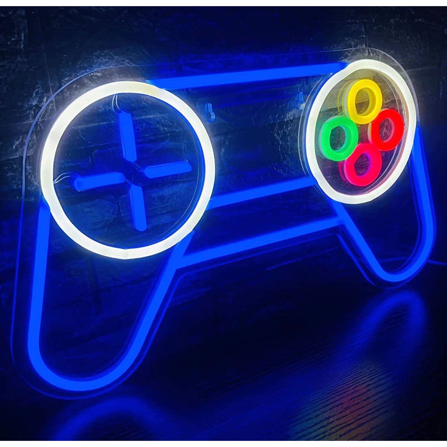 Fun Vivid Bright Blue Gamer Game Controller LED Night Light Room Wall Decoration