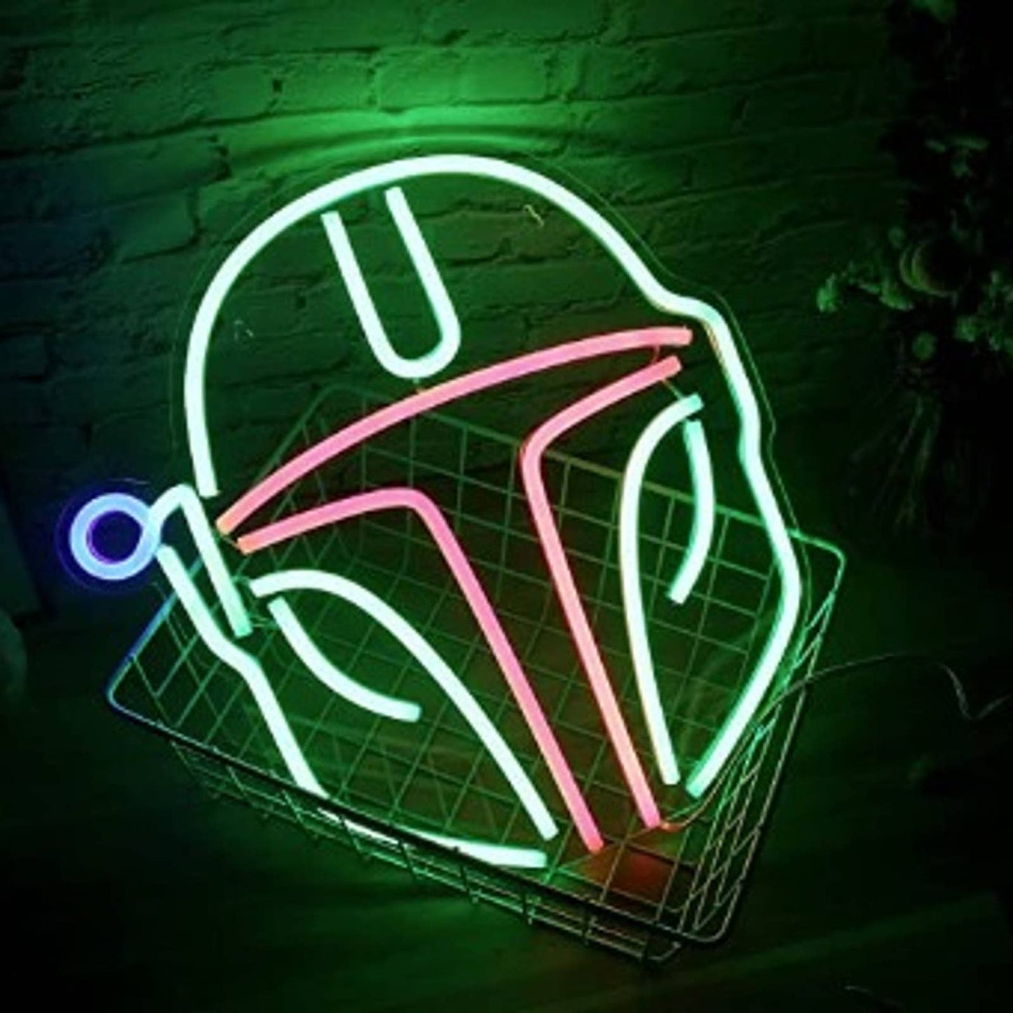Fun Vivid Bright Green Mandalorian Helmet LED Night Light Star Wars Decoration