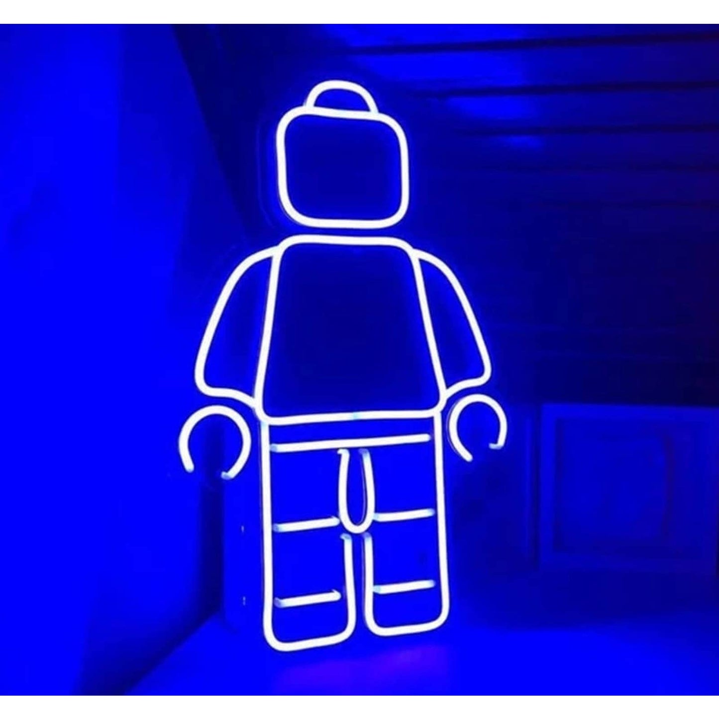 Fun Bright Blue Lego Block Man Mini figure LED Night Light Room Wall Decoration