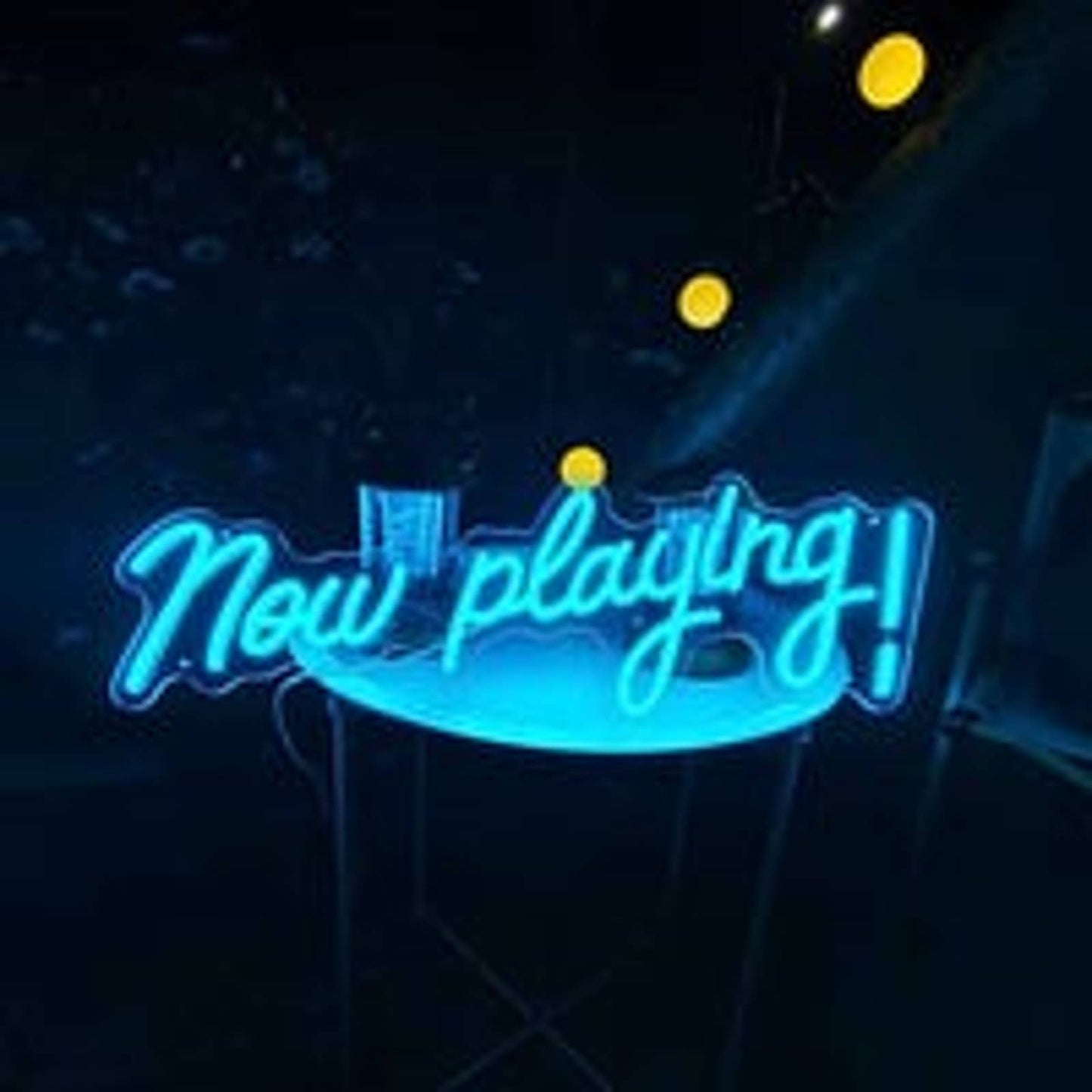 Lovely Bright Light Blue “Now Playing!” LED Night Light Room Wall Decoration
