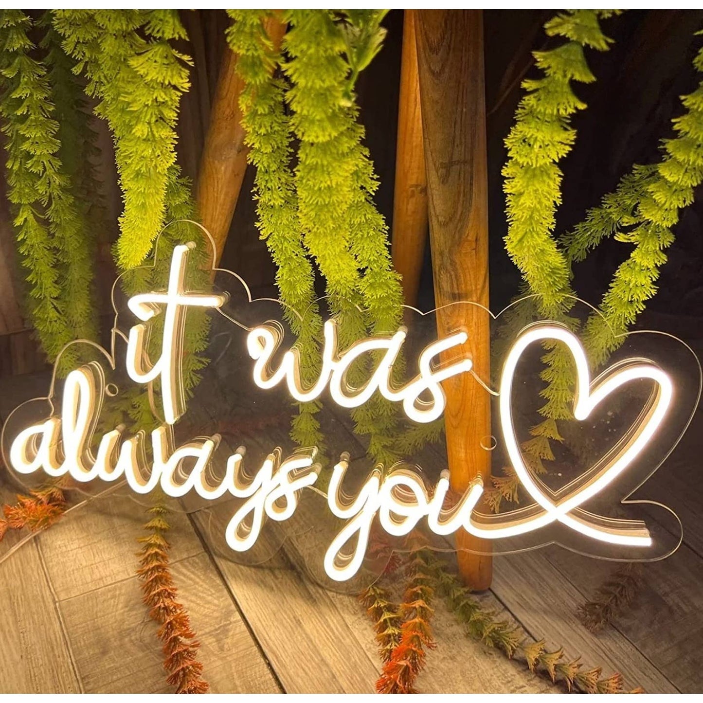 Lovely Large Quality Bright White “It Was Always You” LED Night Light Sign Wall