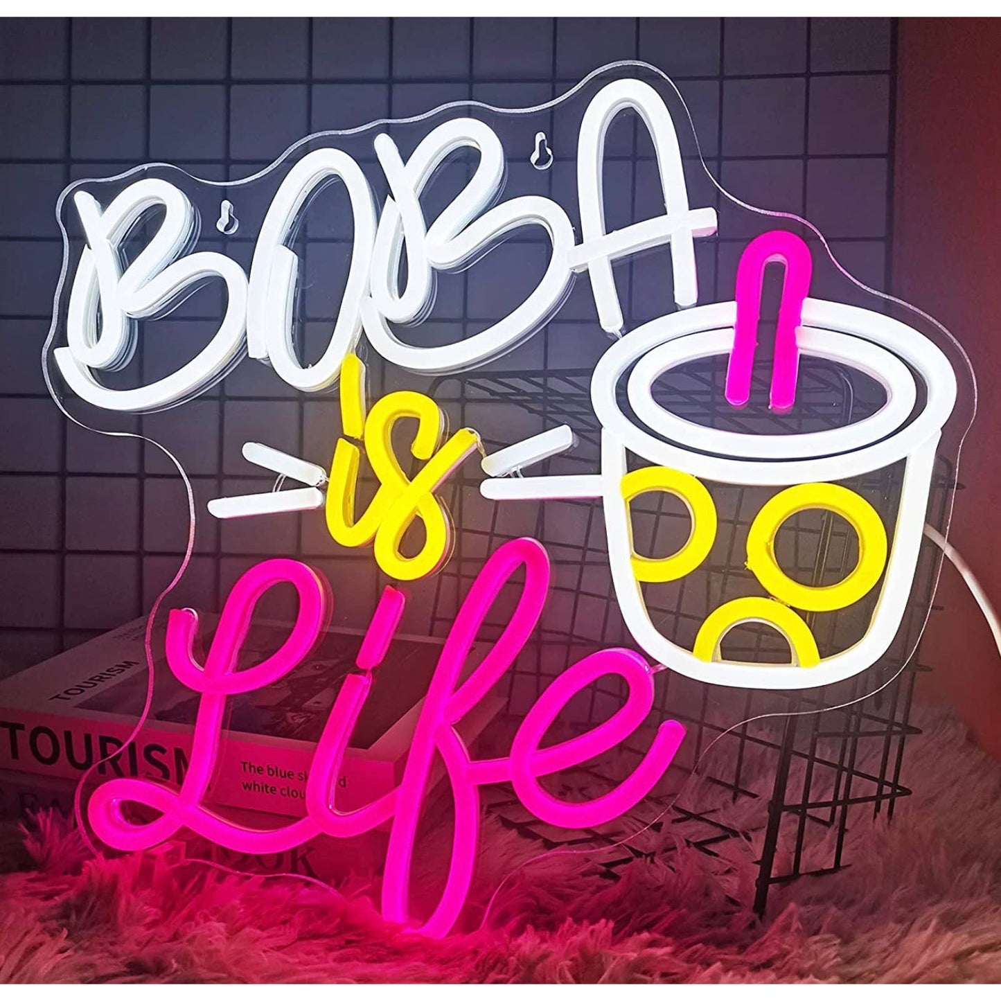 Fun Bright Colorful Boba is Life LED Night Light Tea Room Wall Decoration
