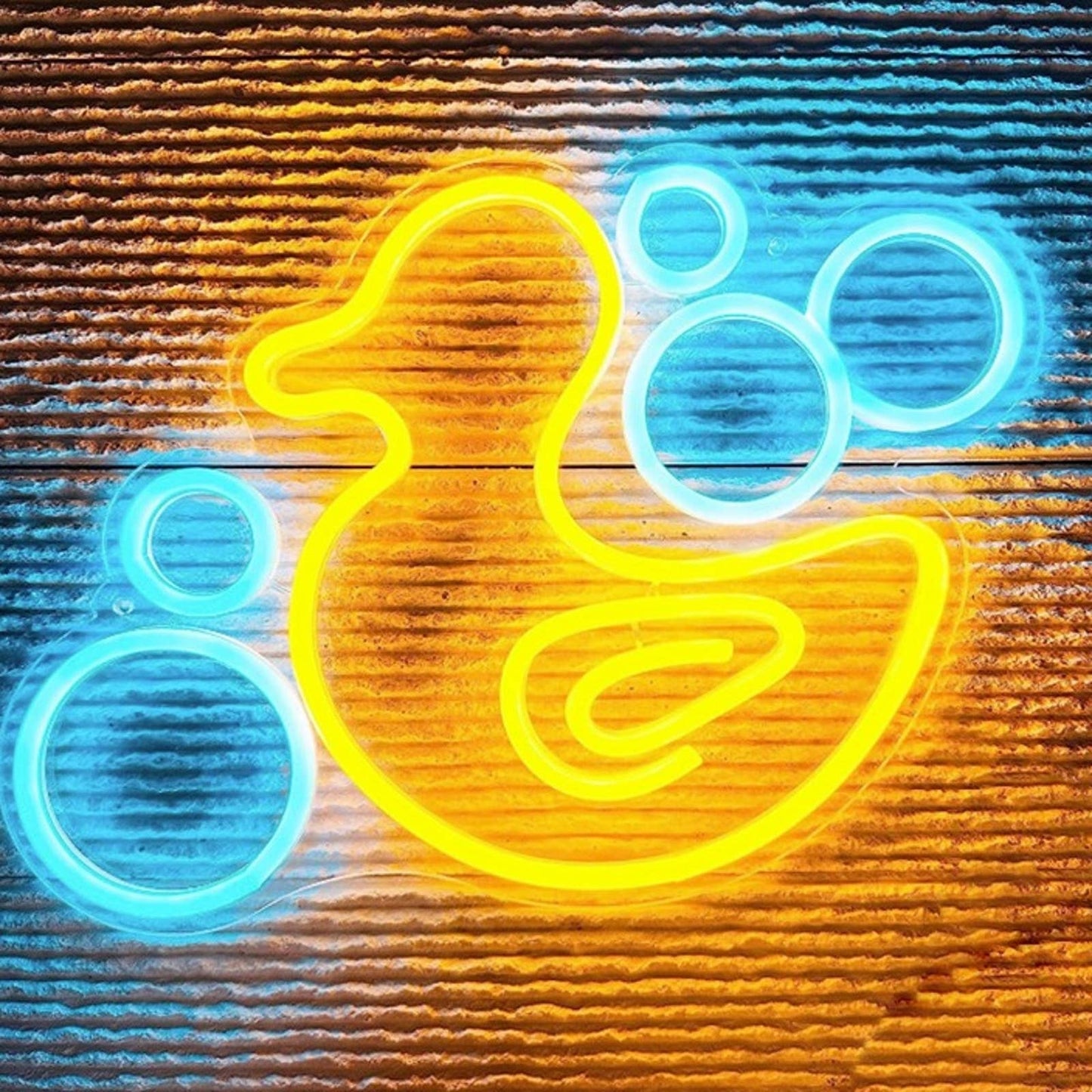 Fun Vivid Bright Yellow Bubble Bath Rubber Ducky LED Night Light Wall Decor