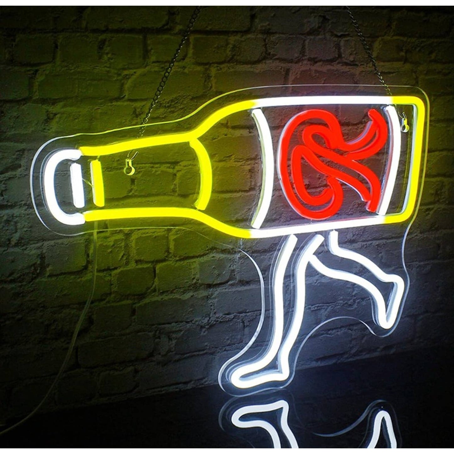 Fun Bright Running Yellow Beer Bottle LED Light Bar Party Decor