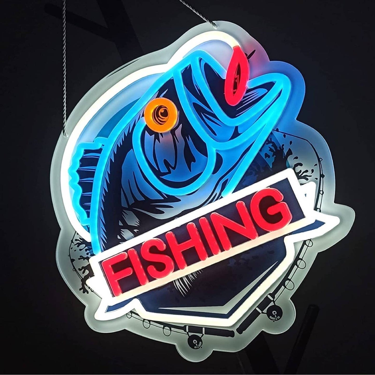 Bright Fishing Fish LED Night Light Hanging Room Wall Decoration