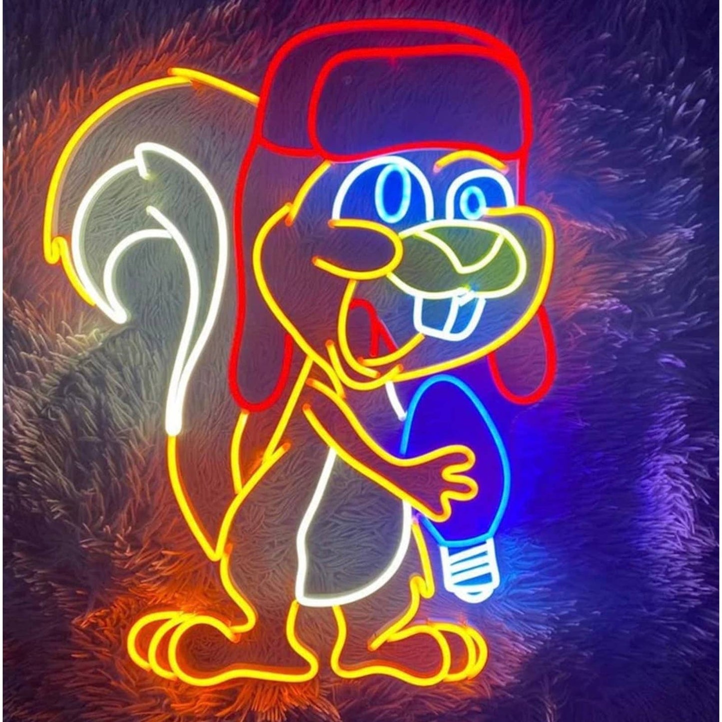 Funny Bright Colorful Cartoon Squirrel LED Night Light Room Wall Decoration