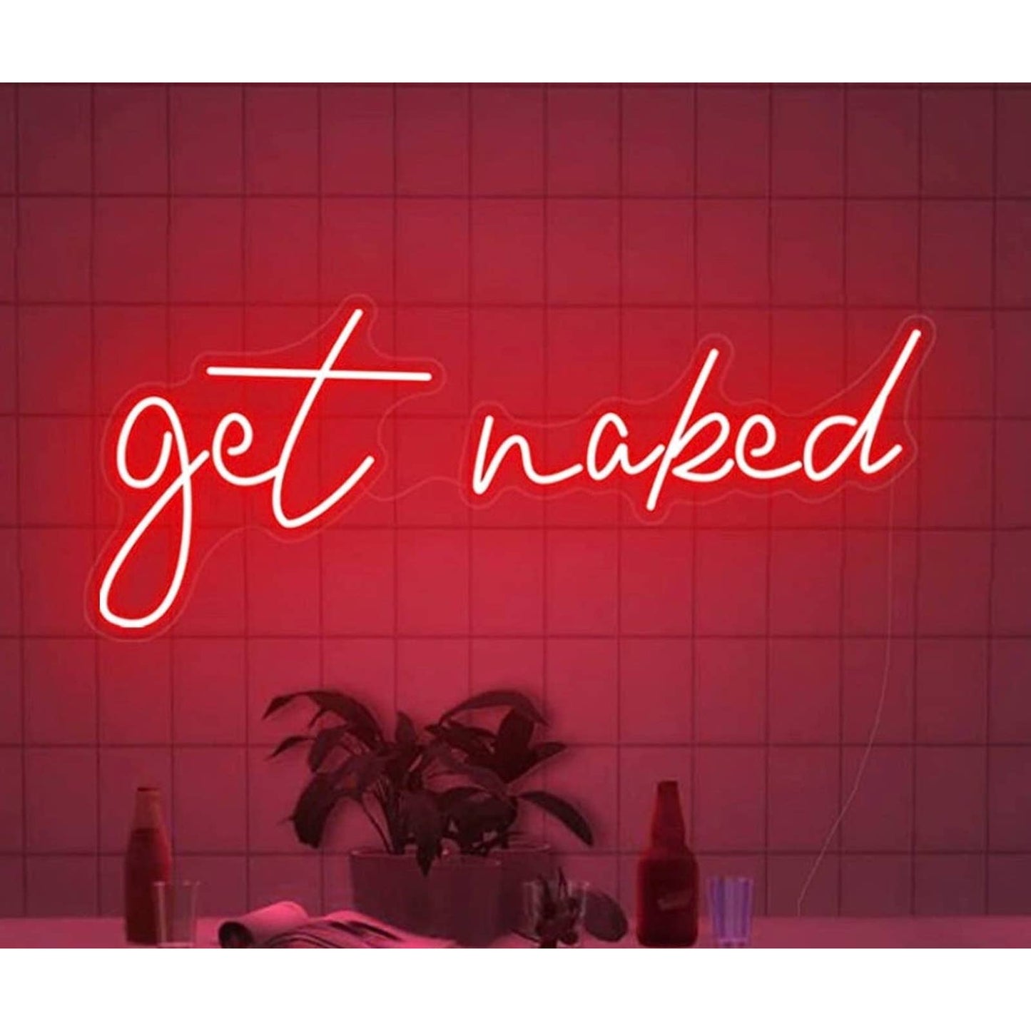 Fun Bright Red “Get Naked” LED Night Light Room Wall Decoration