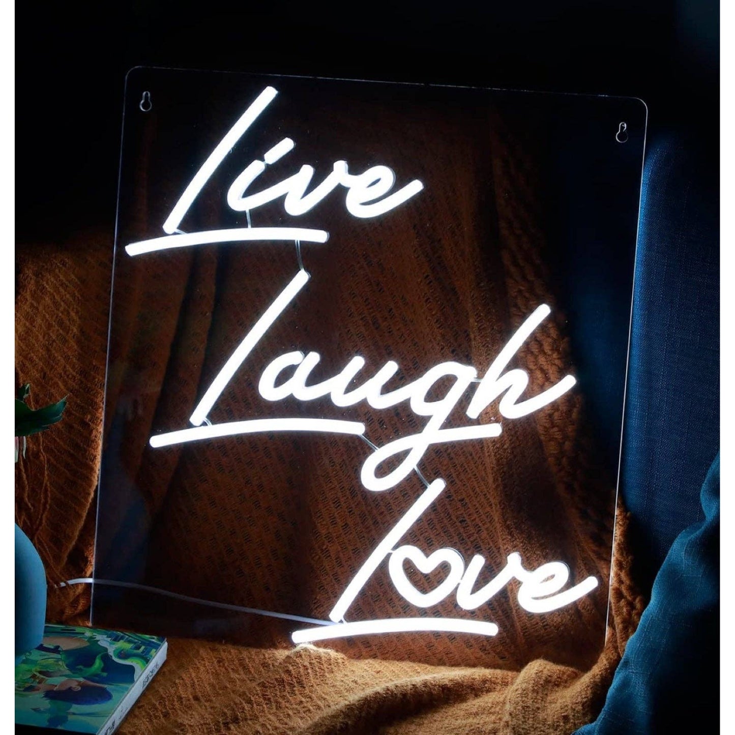 Lovely Simple Cool Bright White Live Laugh Love LED Night Light Sign Room Decor