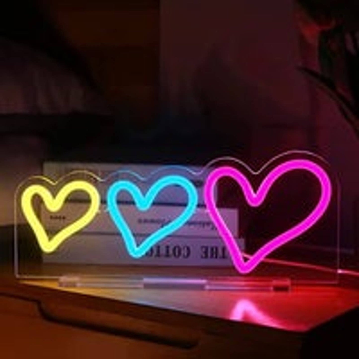 Lovely Bright Color 3 Hearts LED Night Light Room Wall Decoration