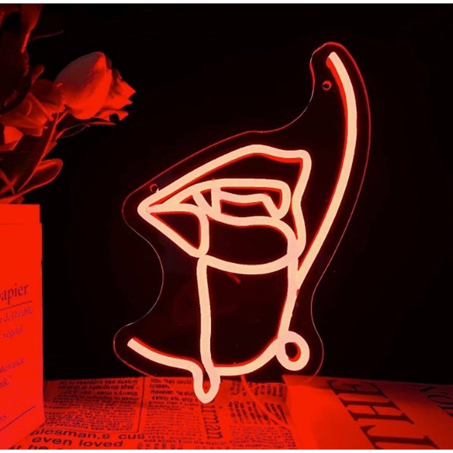 Spooky Bright Red Vampire Lady LED Night Light Room Wall Decoration