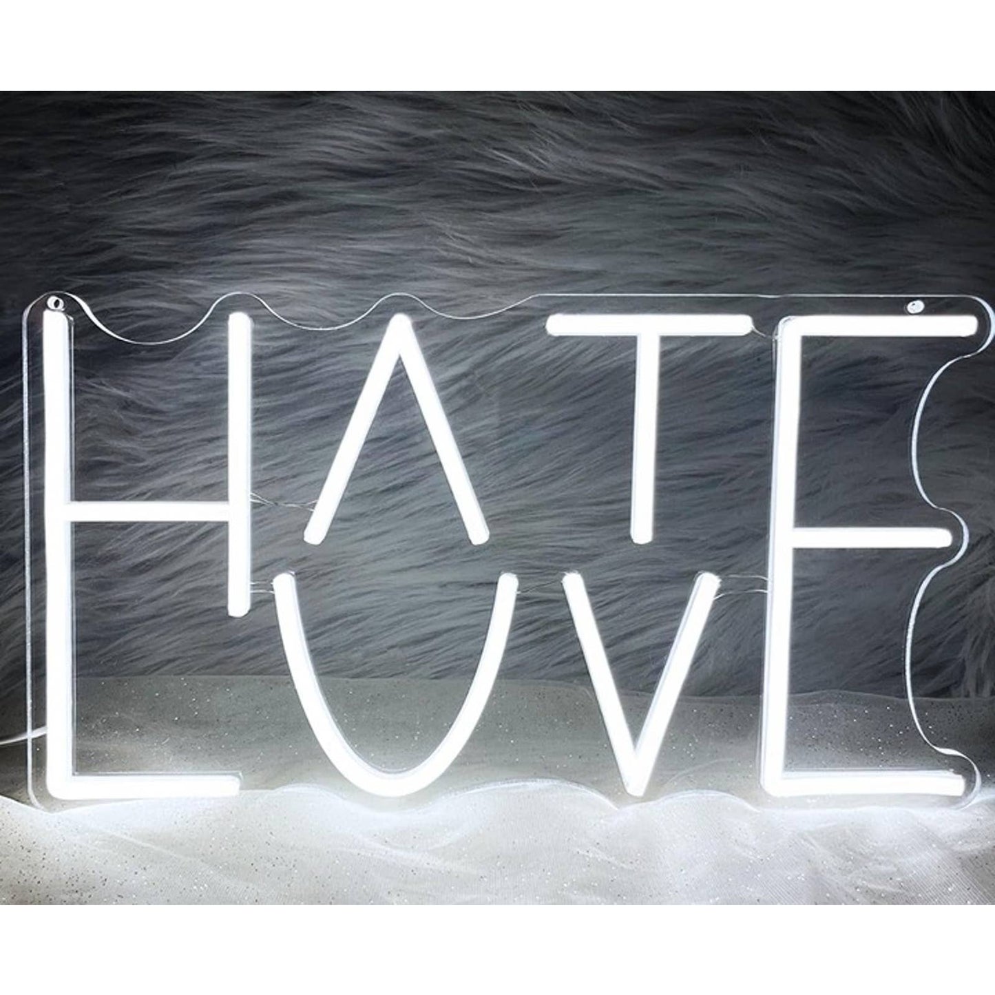 Vivid Bright White Hate/Love LED Night Light Room Wall Decoration