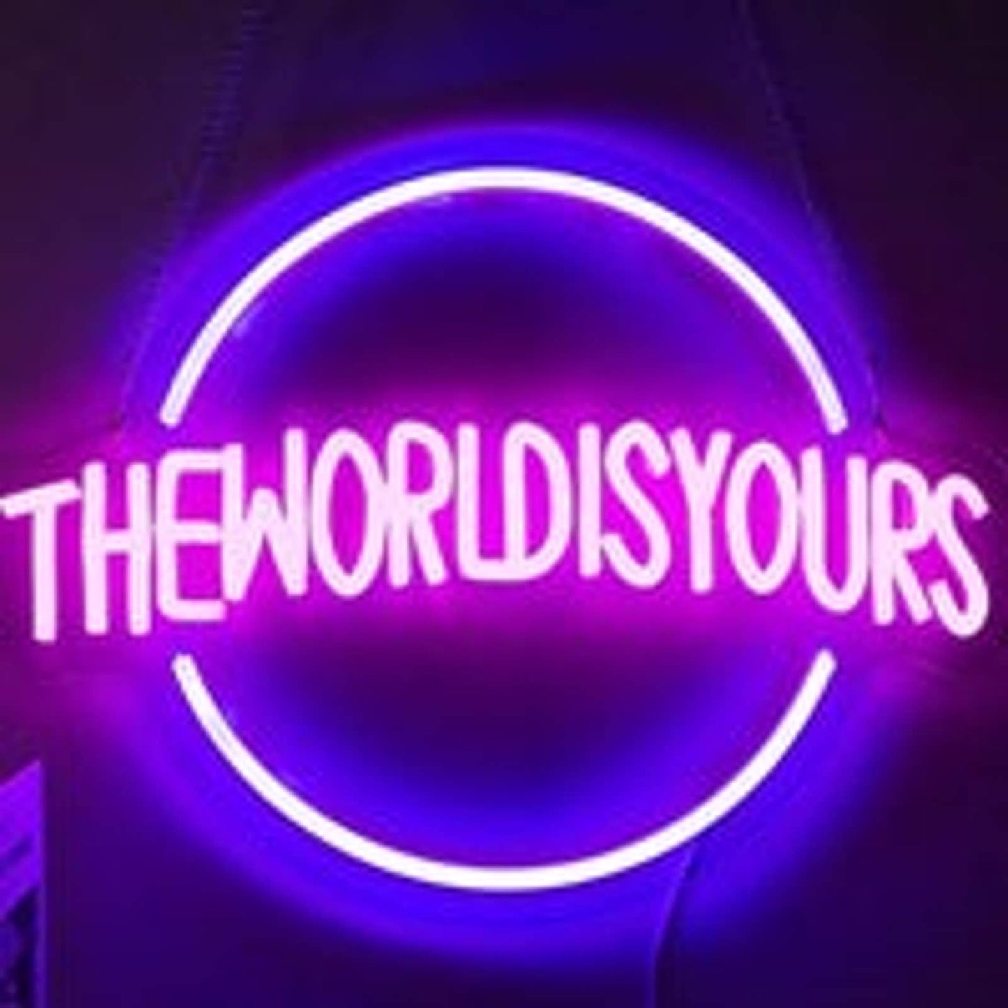 Vivid Bright Pink / Blue “The World is Yours” LED Night Light Room Wall Decorati