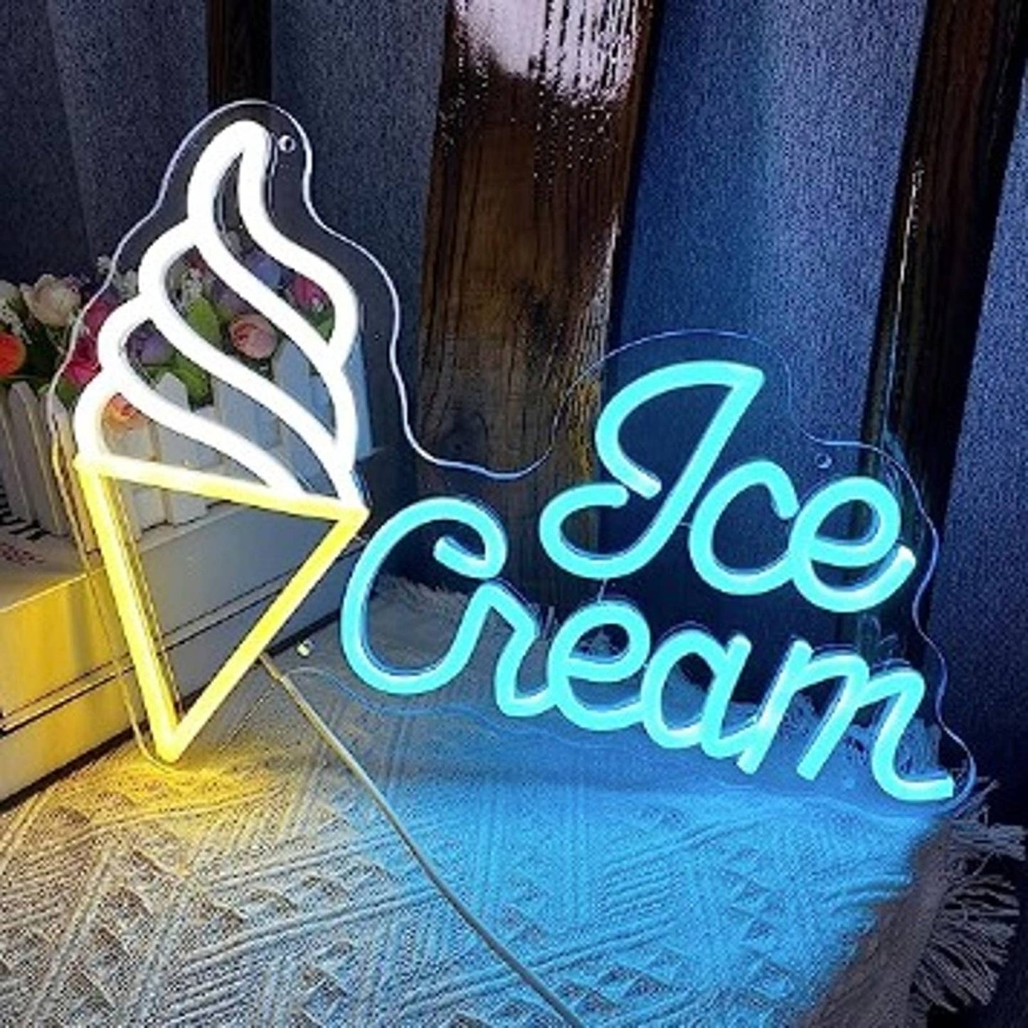 Lovely Bright Blue / Yellow Ice Cream LED Night Light Room Wall Decoration