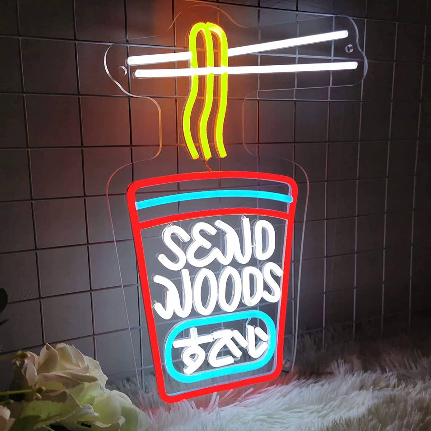 Fun Vivid Bright Send Noods Ramen Noodle Food LED Night Light Chinese Wall Decor