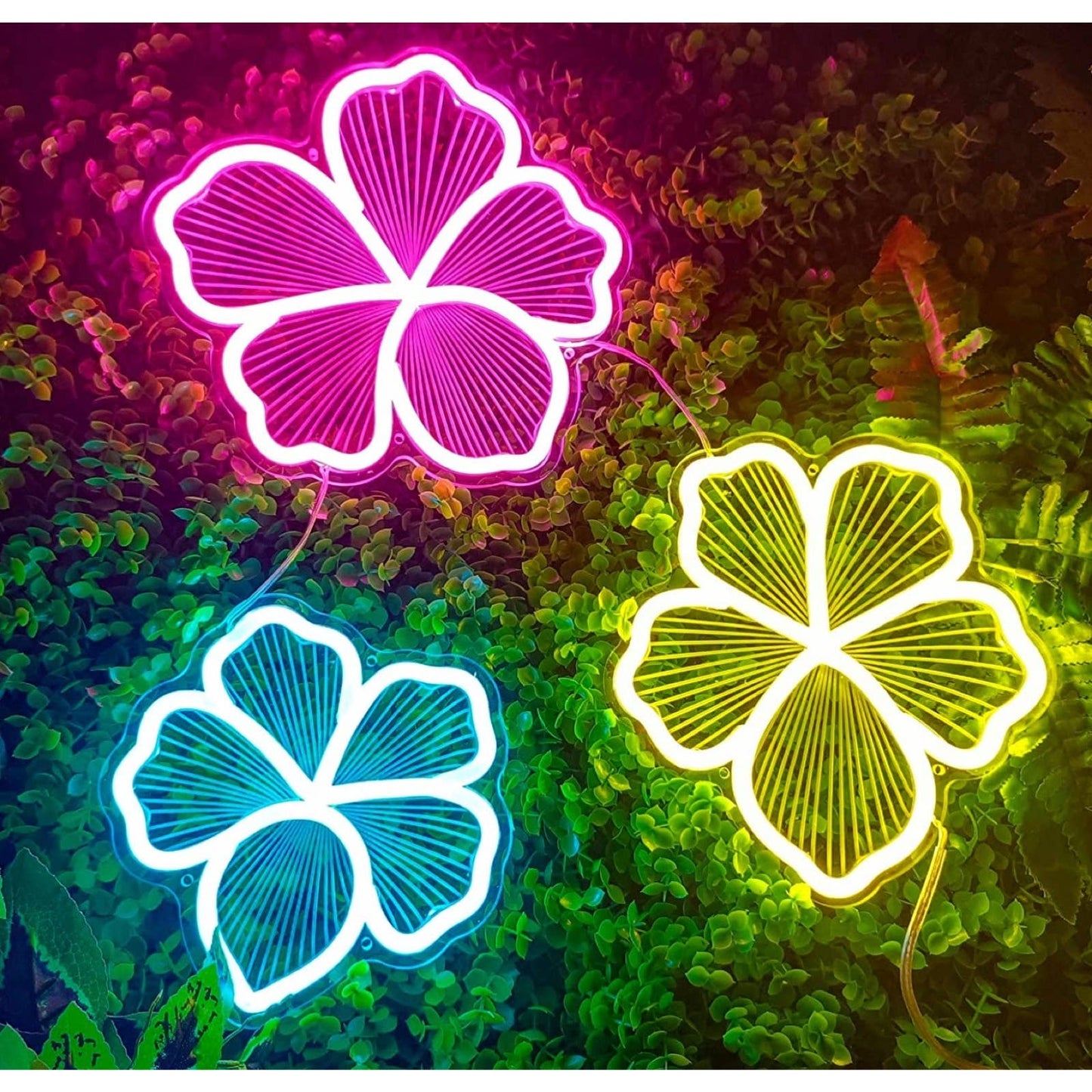 Lovely Bright Colorful 3 Piece Bundle Flower LED Night Light Room Wall Decoratio