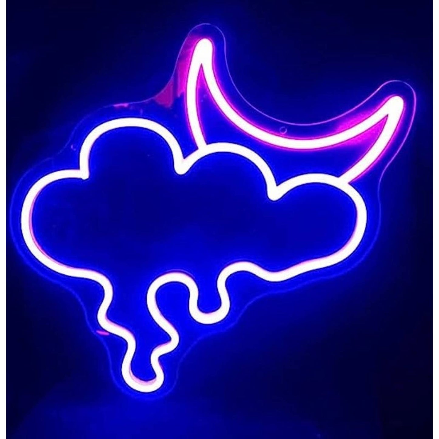 Lovely Bright Blue Thunder Cloud Pink Moon LED Night Light Room Wall Decoration