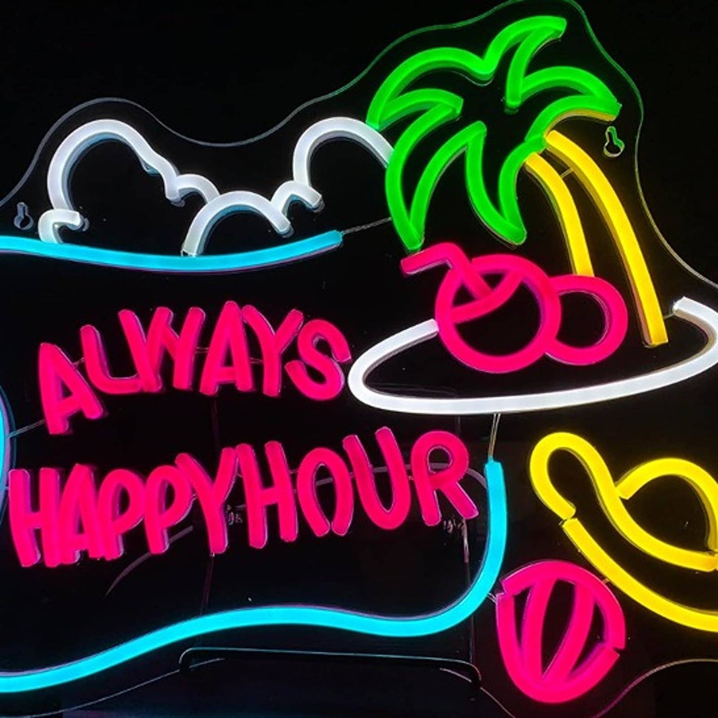 Fun Bright “Always Happy Hour” Cloud Palm Tree Coconut Drink LED Night Light