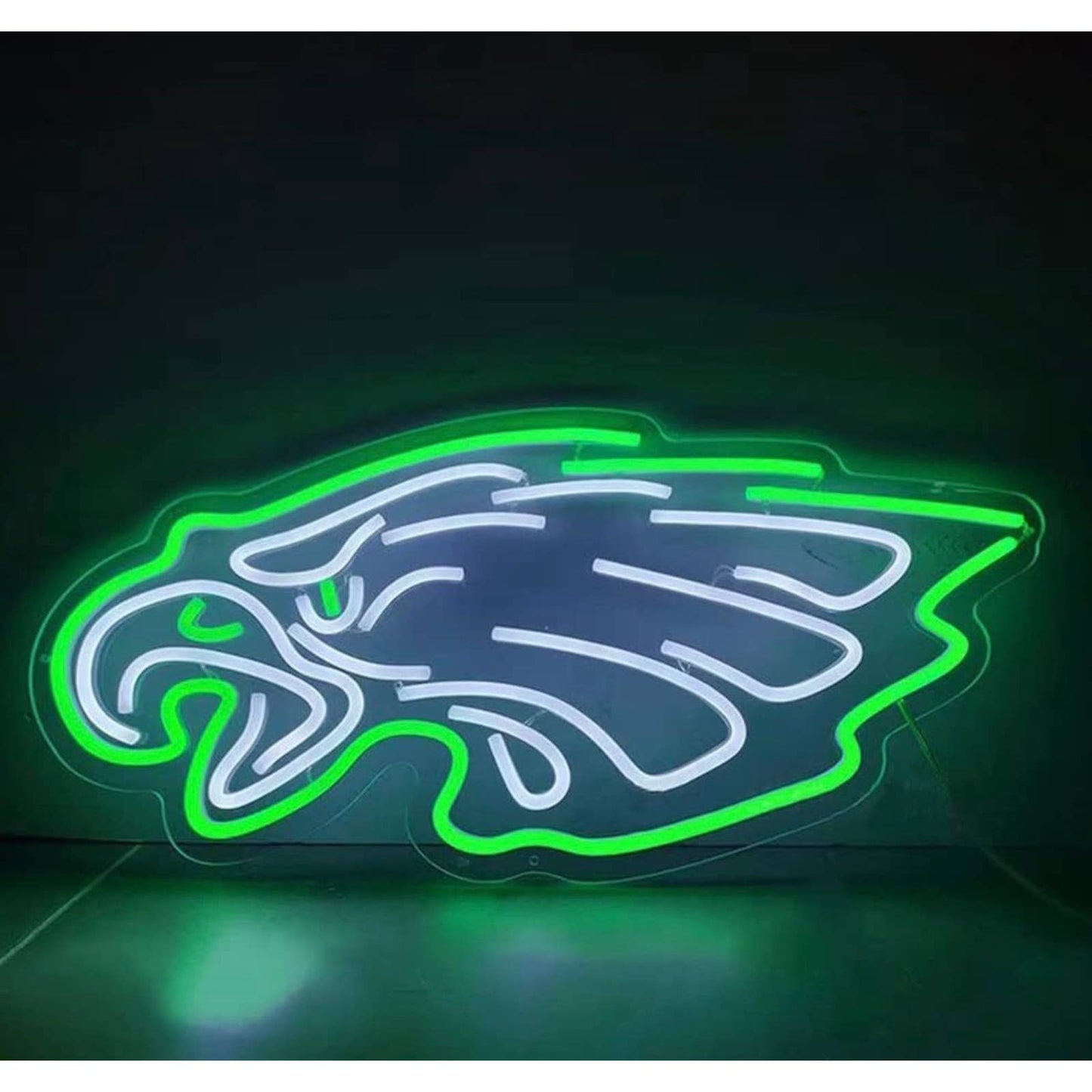 Bright Green / White Philadelphia Eagles Football Logo LED Light NFL Sport Decor
