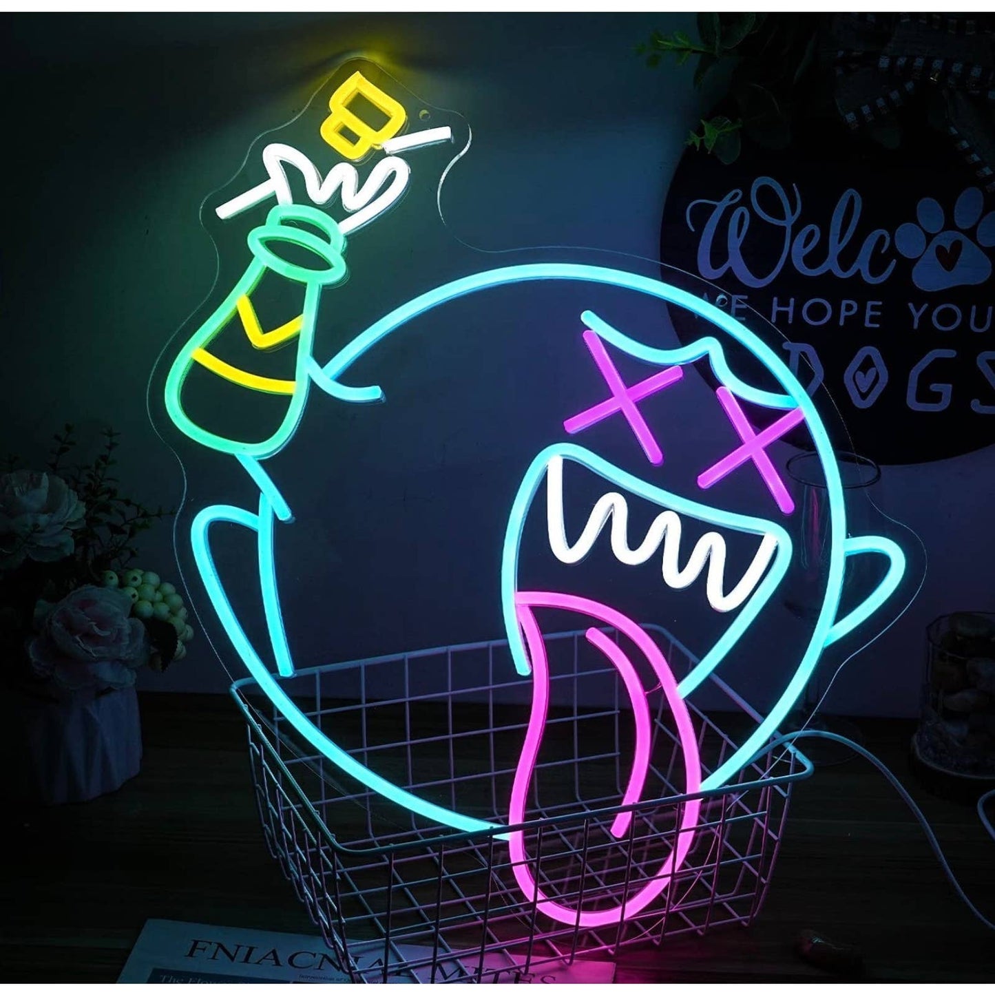 Fun Bright Drink Boo Ghost LED Night Light Game Room Decoration