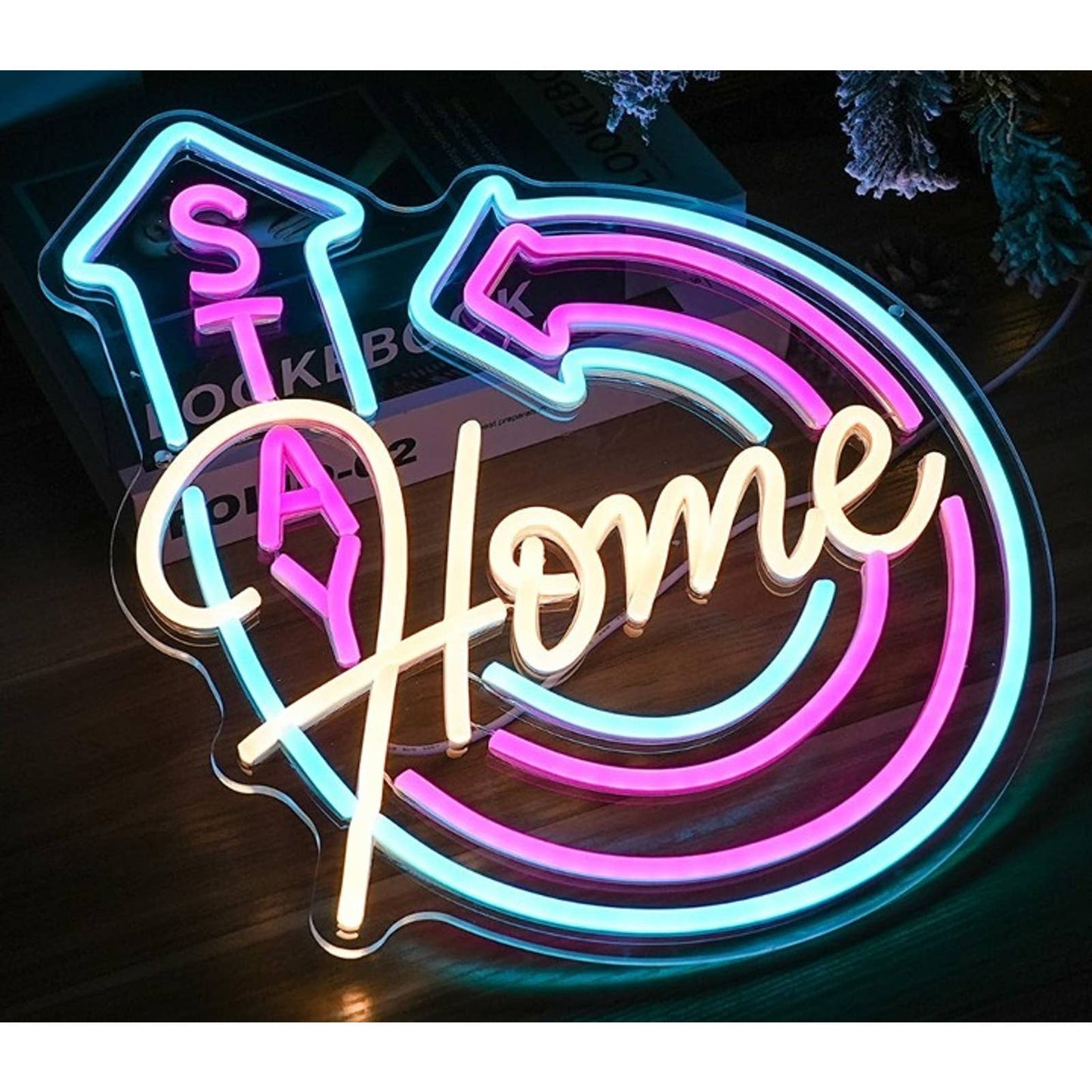 Lovely Vivid Bright Stay At Home Arrow LED Night Light Room Wall Decor